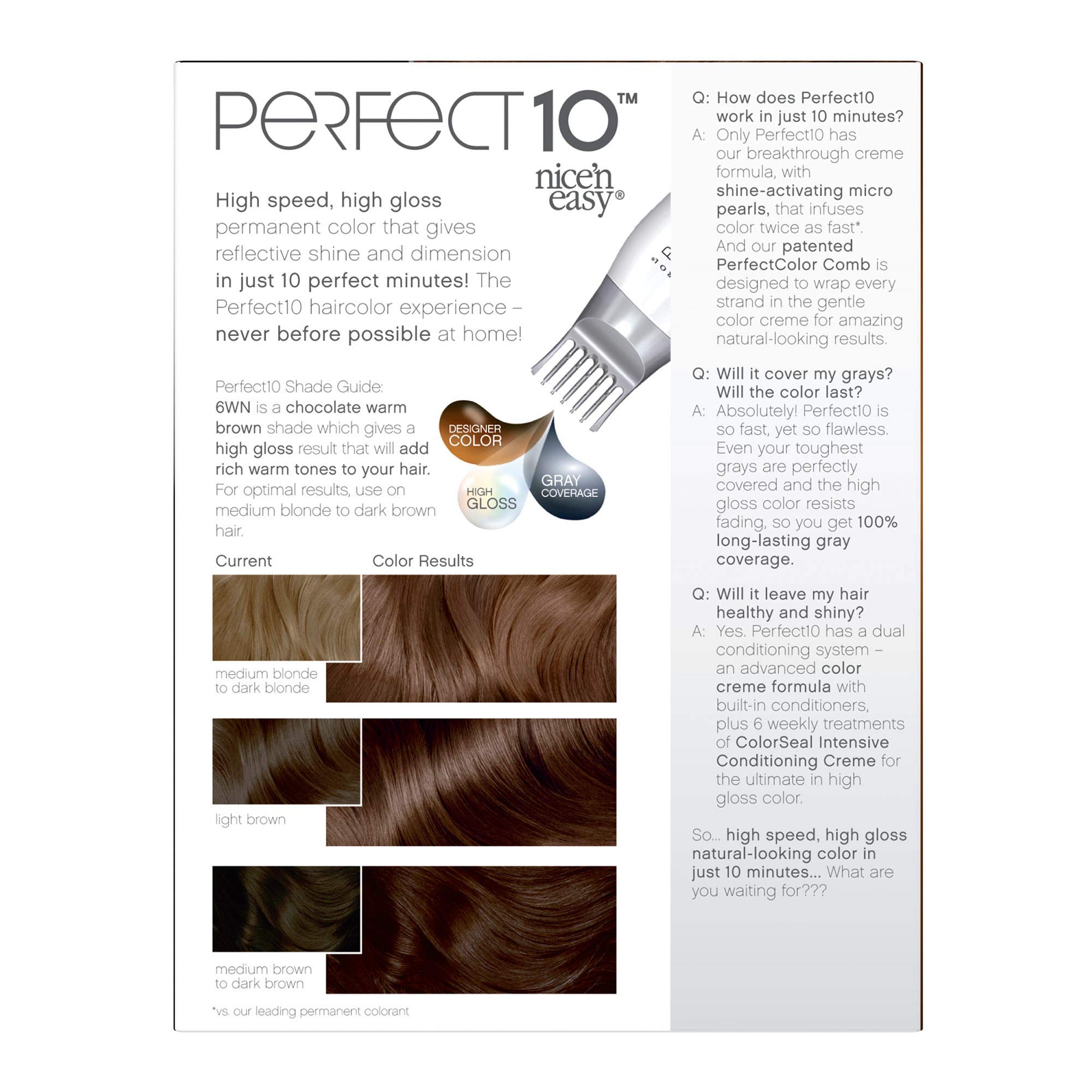 Foto 5 pulgar | Tinte Para El Cabello Clairol Nice'n Easy Perfect 10 6wn Light Chocolate - Venta Internacional.