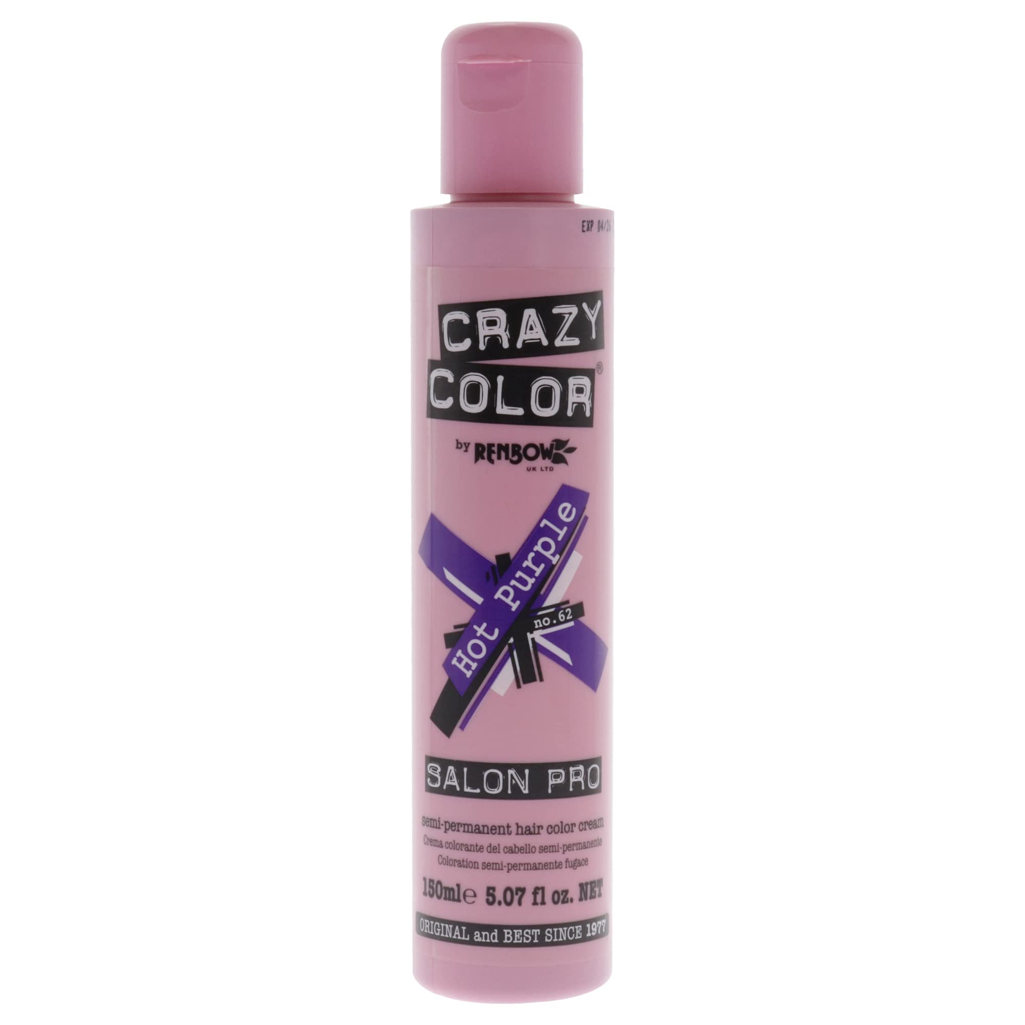 Tinte De Pelo Crazy Color Salon Pro 62, Color Morado Intenso, 150 Ml, Para Mujer - Venta Internacional.