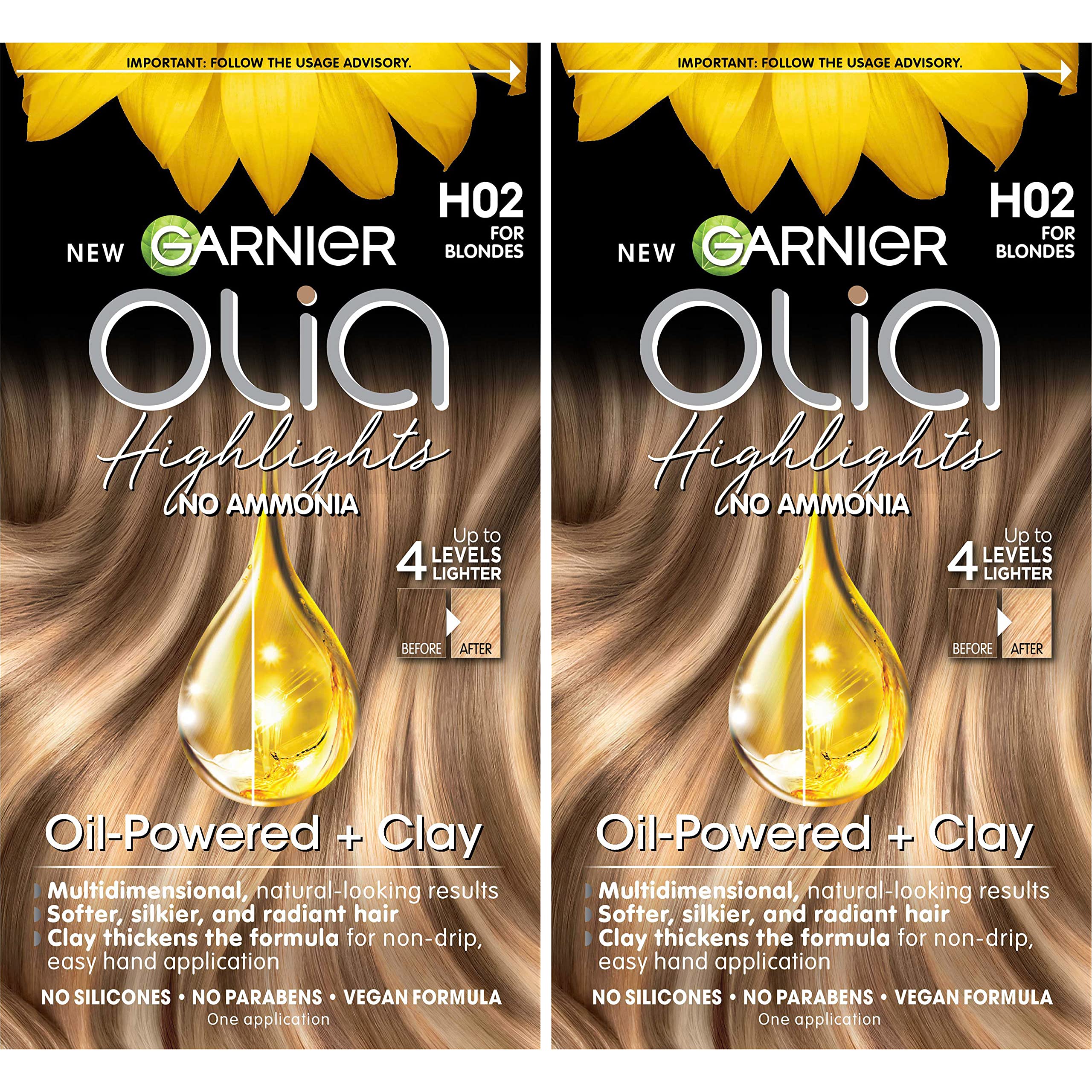 Tinte Para El Cabello Garnier Olia Permanent H02 Blonde 2x Sin Amoniaco - Venta Internacional.