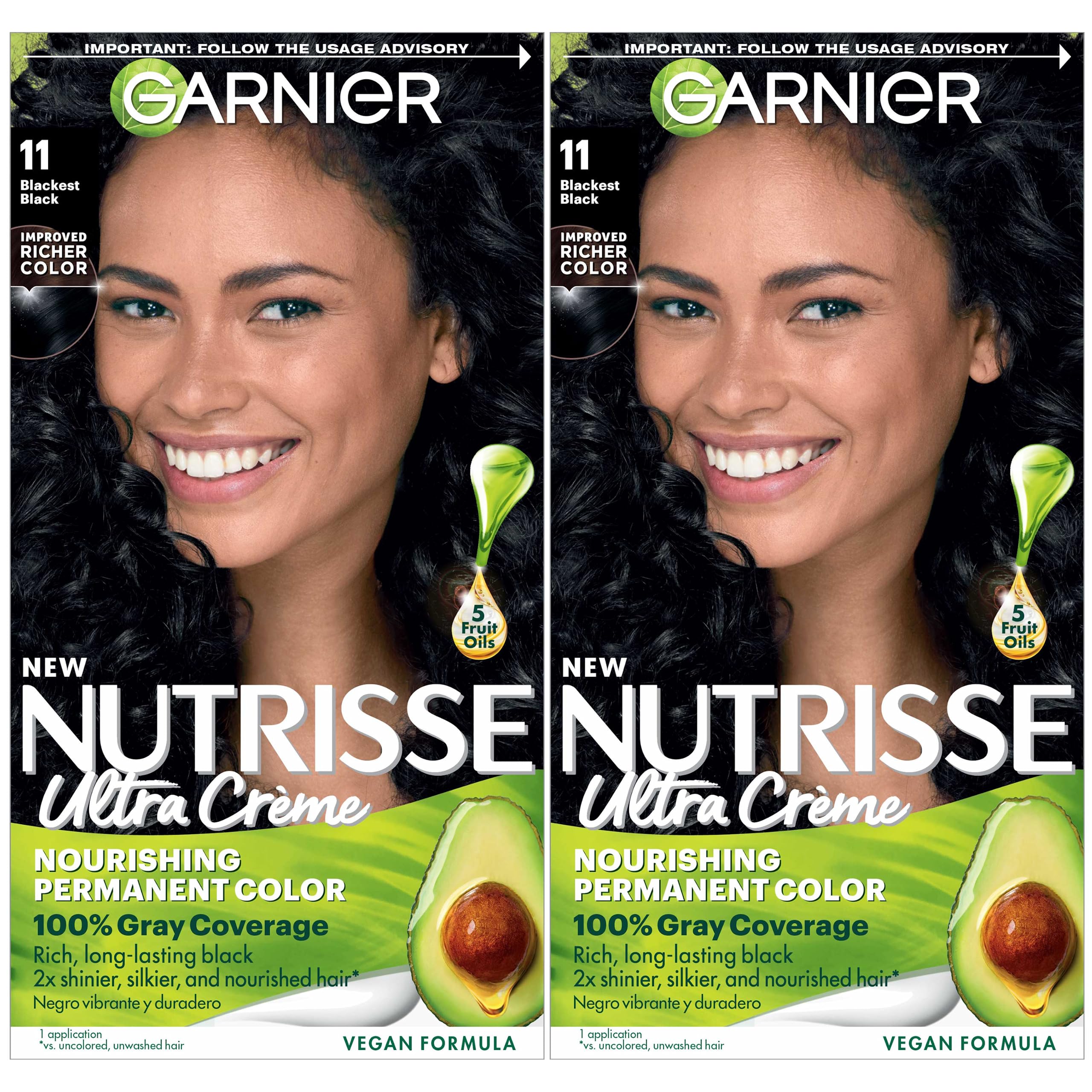 Foto 2 pulgar | Tinte Para El Cabello Garnier Nutrisse Nourishing Creme 11 Blackest Black - Venta Internacional.