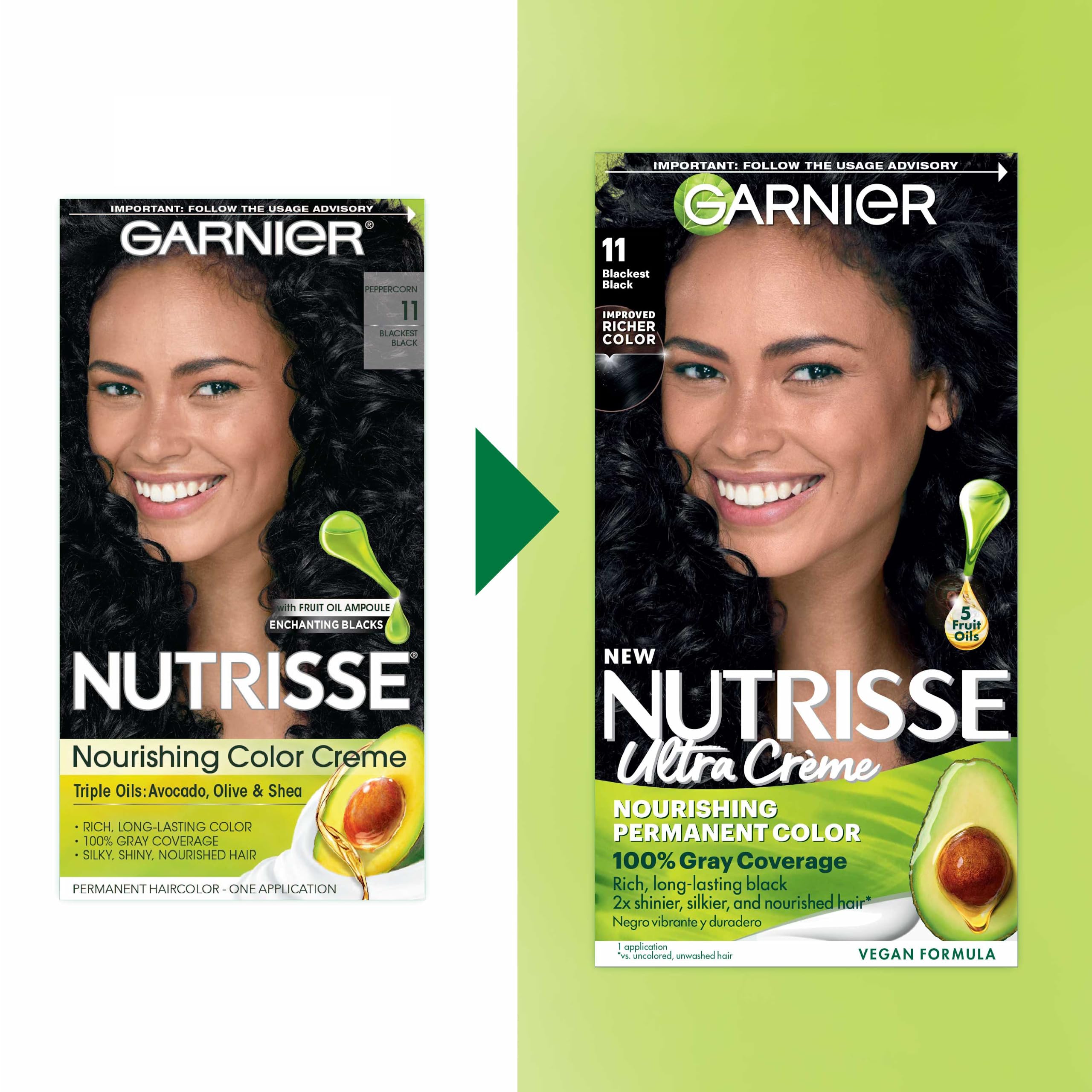 Foto 3 pulgar | Tinte Para El Cabello Garnier Nutrisse Nourishing Creme 11 Blackest Black - Venta Internacional.