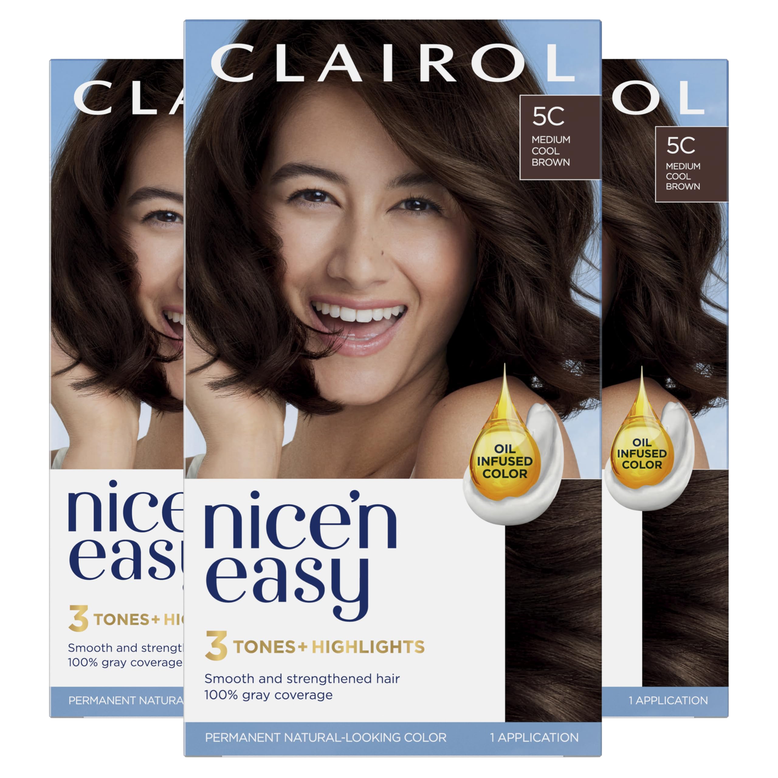 Foto 2 pulgar | Tinte Para El Cabello Clairol Nice'n Easy 5c, Marrón Frío Medio, Paquete De 3 - Venta Internacional.