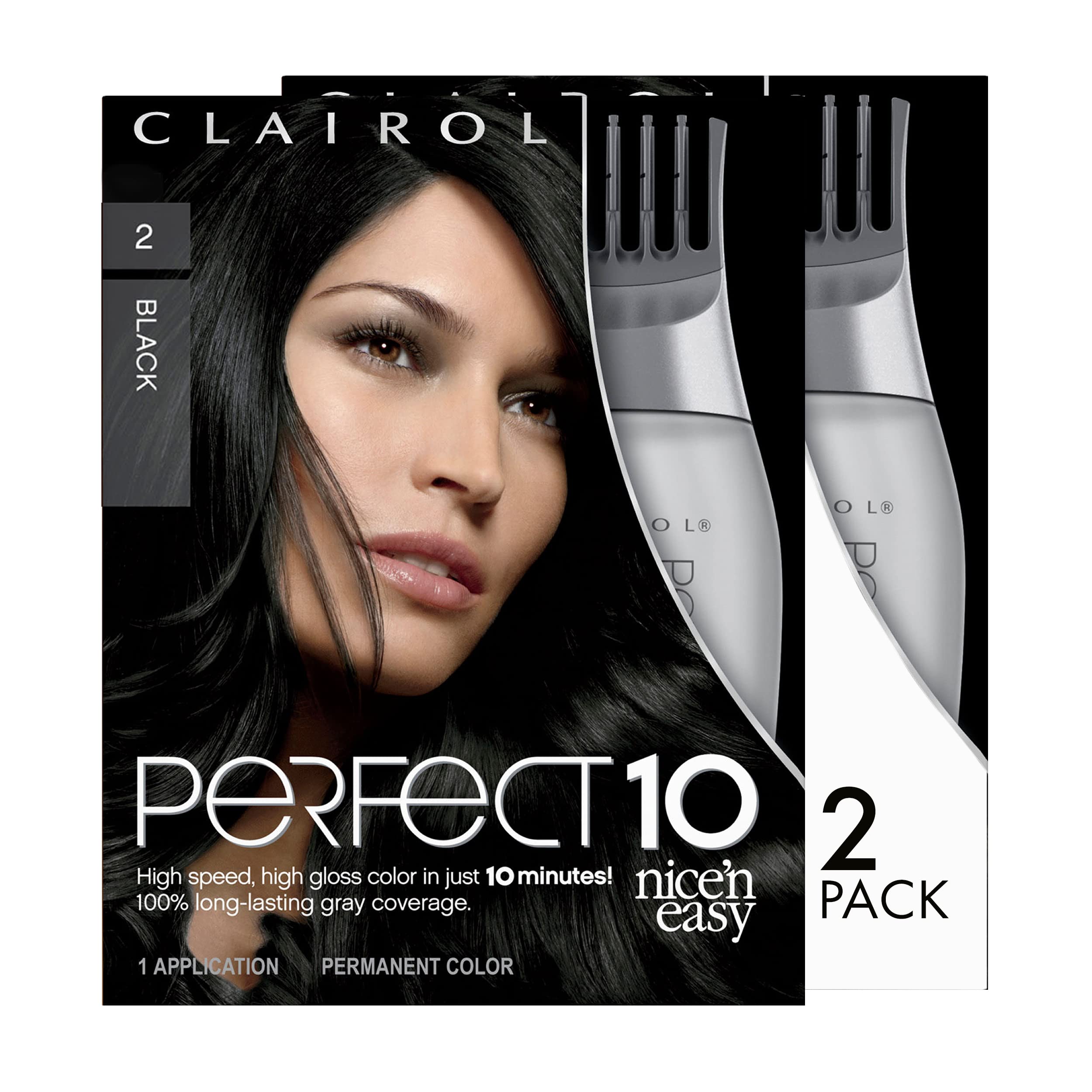 Foto 2 pulgar | Tinte Para El Cabello Clairol Nice'n Easy Perfect 10 2 Negro, Paquete De 2 - Venta Internacional.