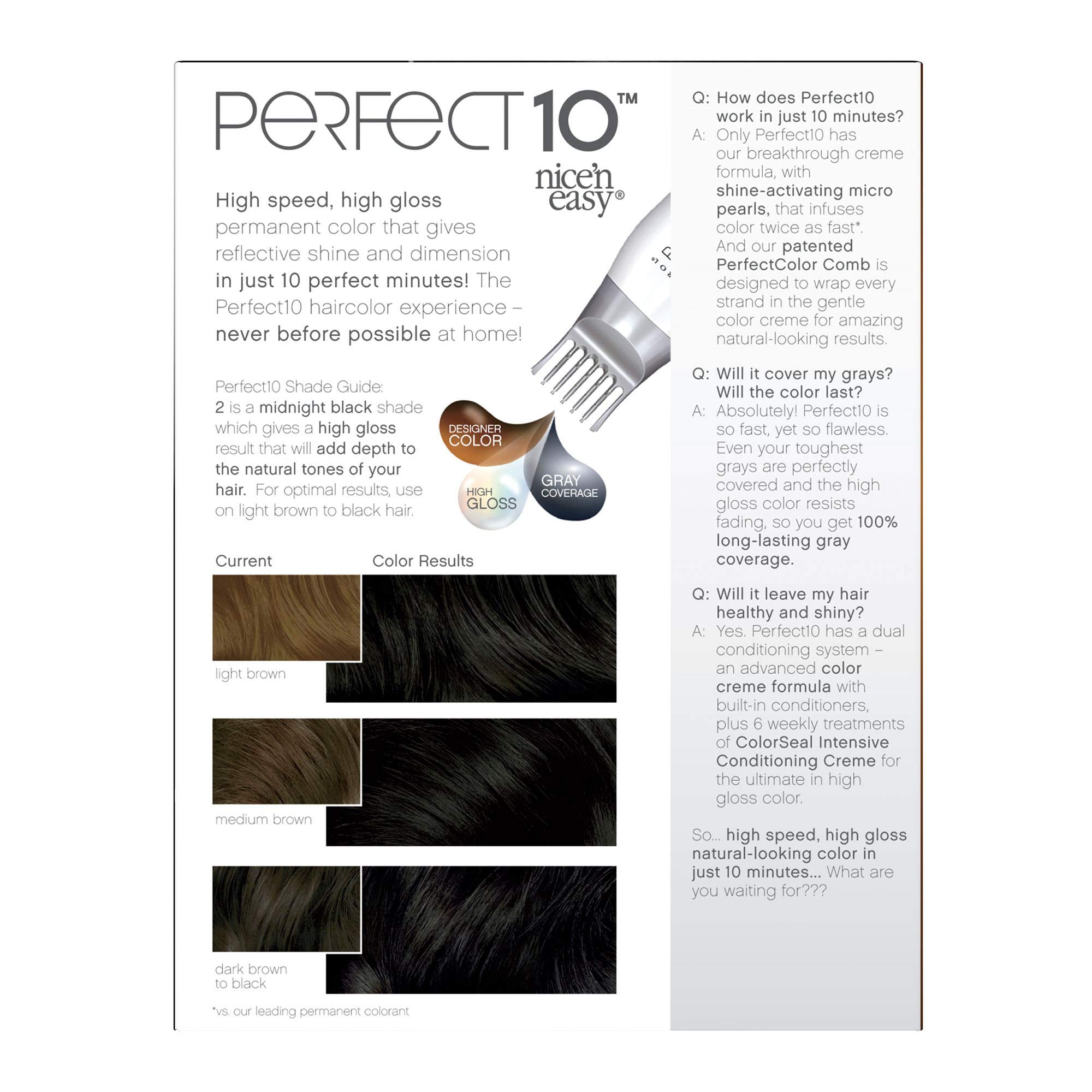 Foto 5 pulgar | Tinte Para El Cabello Clairol Nice'n Easy Perfect 10 2 Negro, Paquete De 2 - Venta Internacional.