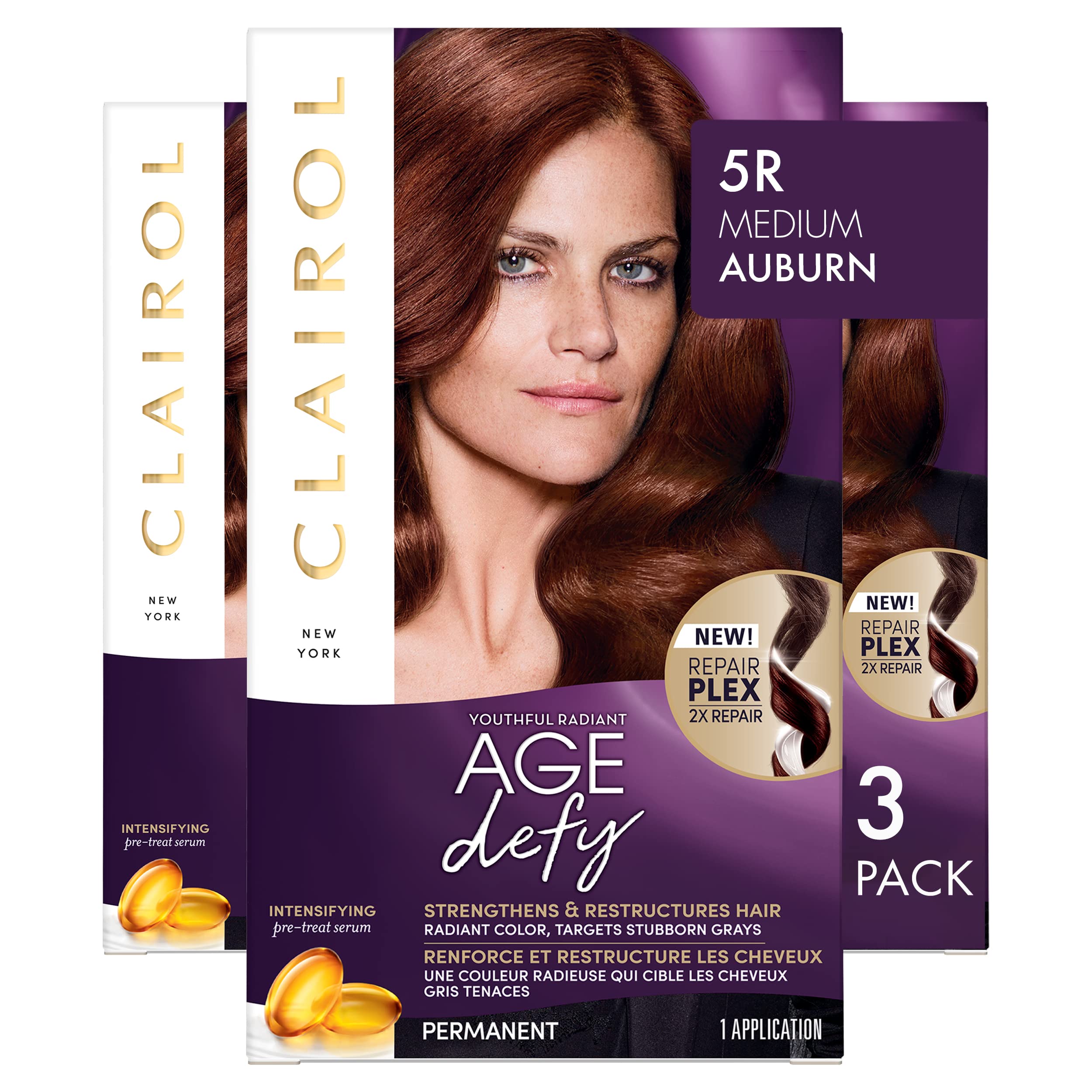 Tinte De Pelo Clairol Age Defy Permanent 5r Medium Castaño, 3 Unidades - Venta Internacional.