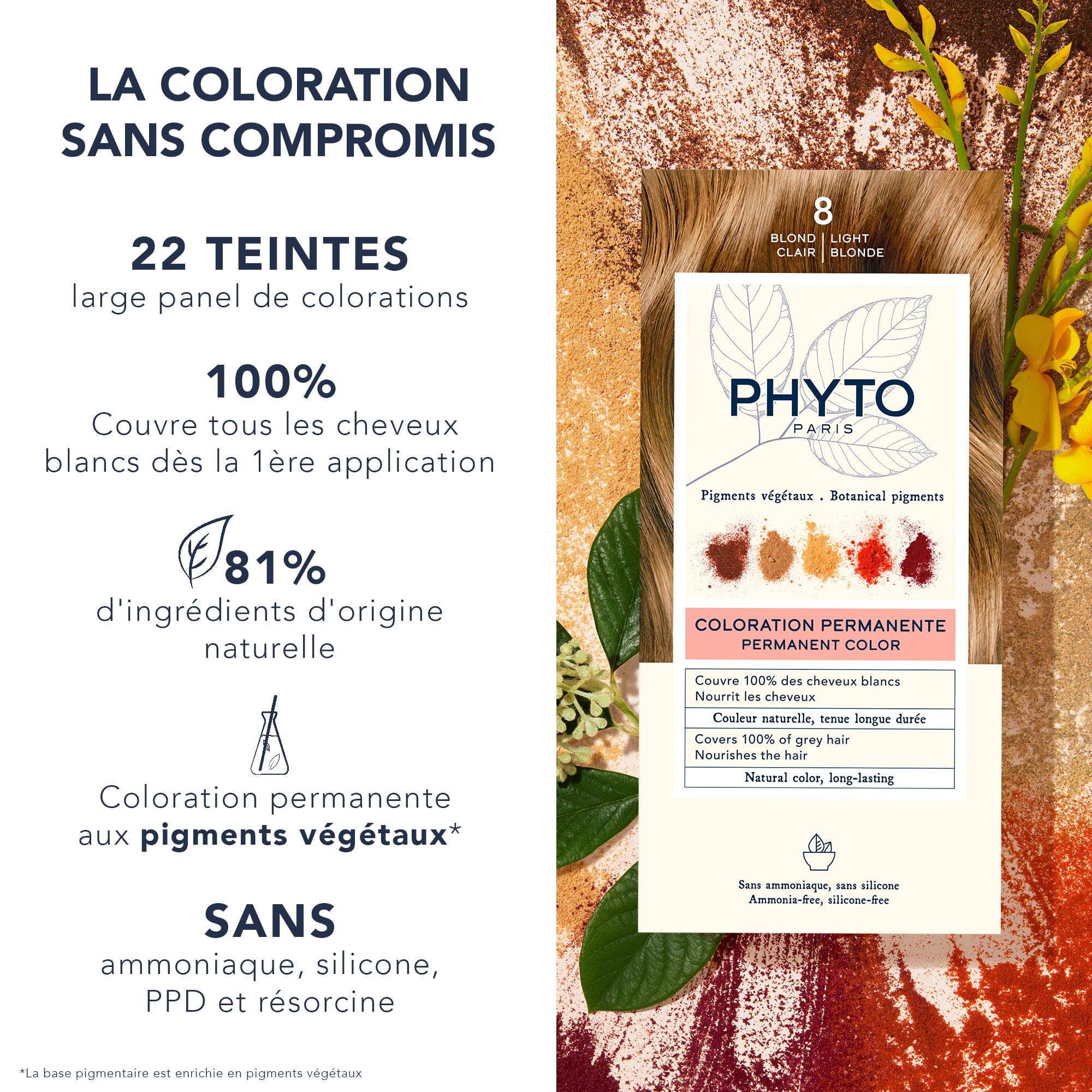 Foto 3 pulgar | Tinte Para El Cabello Phyto Phytocolor Permanent 8 Rubio Claro 12 Ml - Venta Internacional.