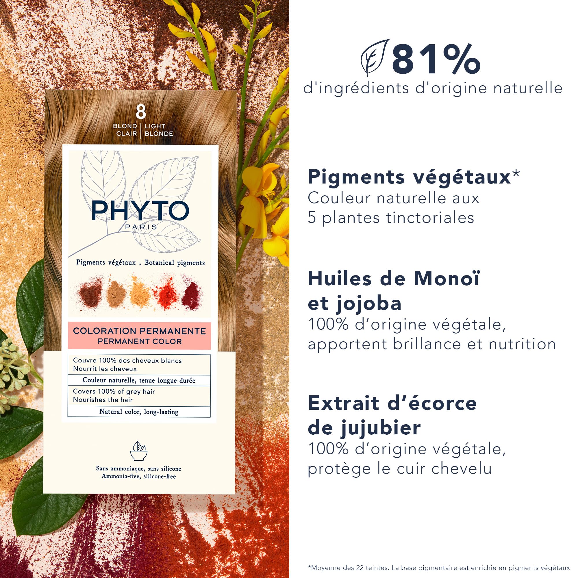 Foto 4 pulgar | Tinte Para El Cabello Phyto Phytocolor Permanent 8 Rubio Claro 12 Ml - Venta Internacional.