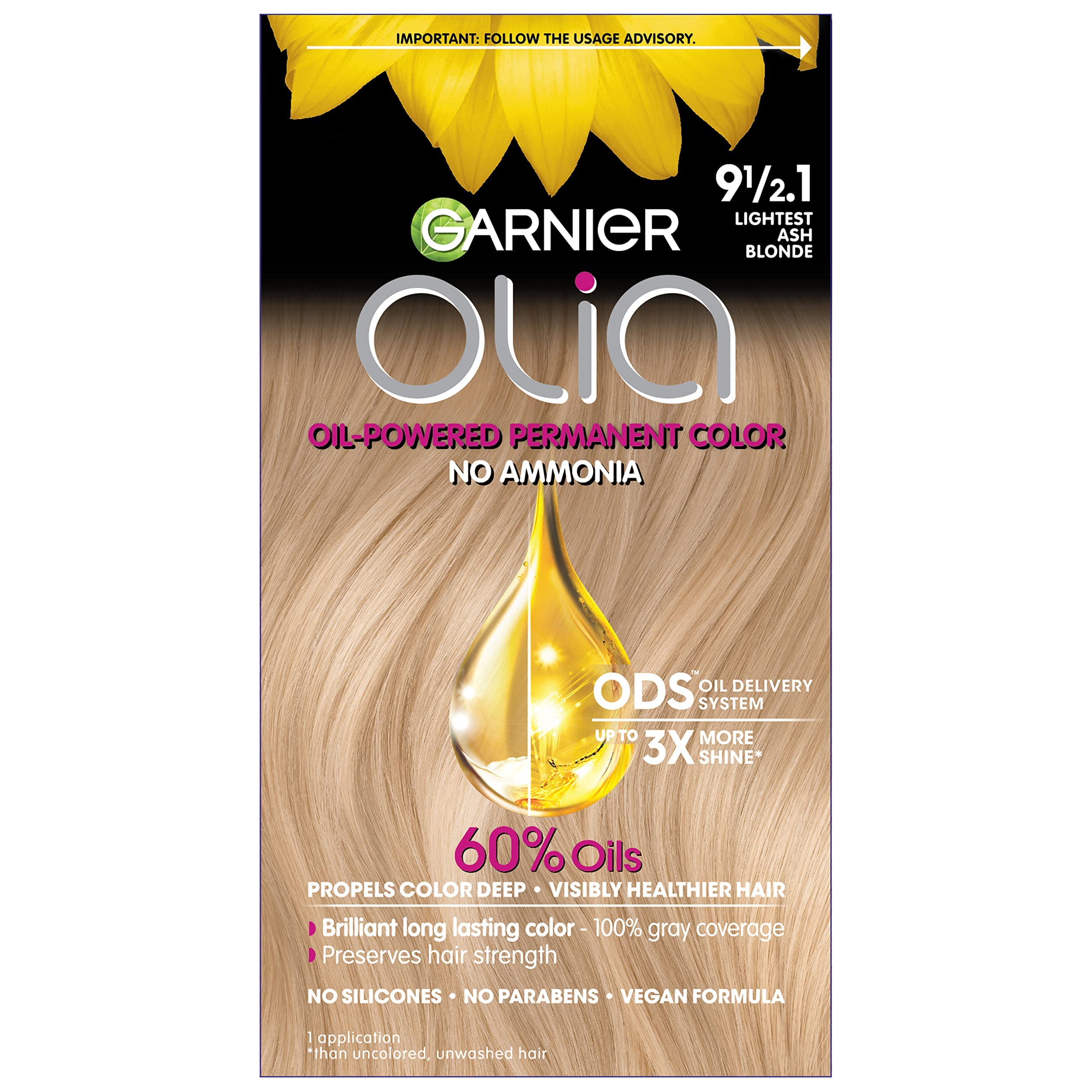 Foto 2 pulgar | Tinte De Pelo Garnier Olia Sin Amoniaco 9.5, Rubio Ceniza Más Claro - Venta Internacional.
