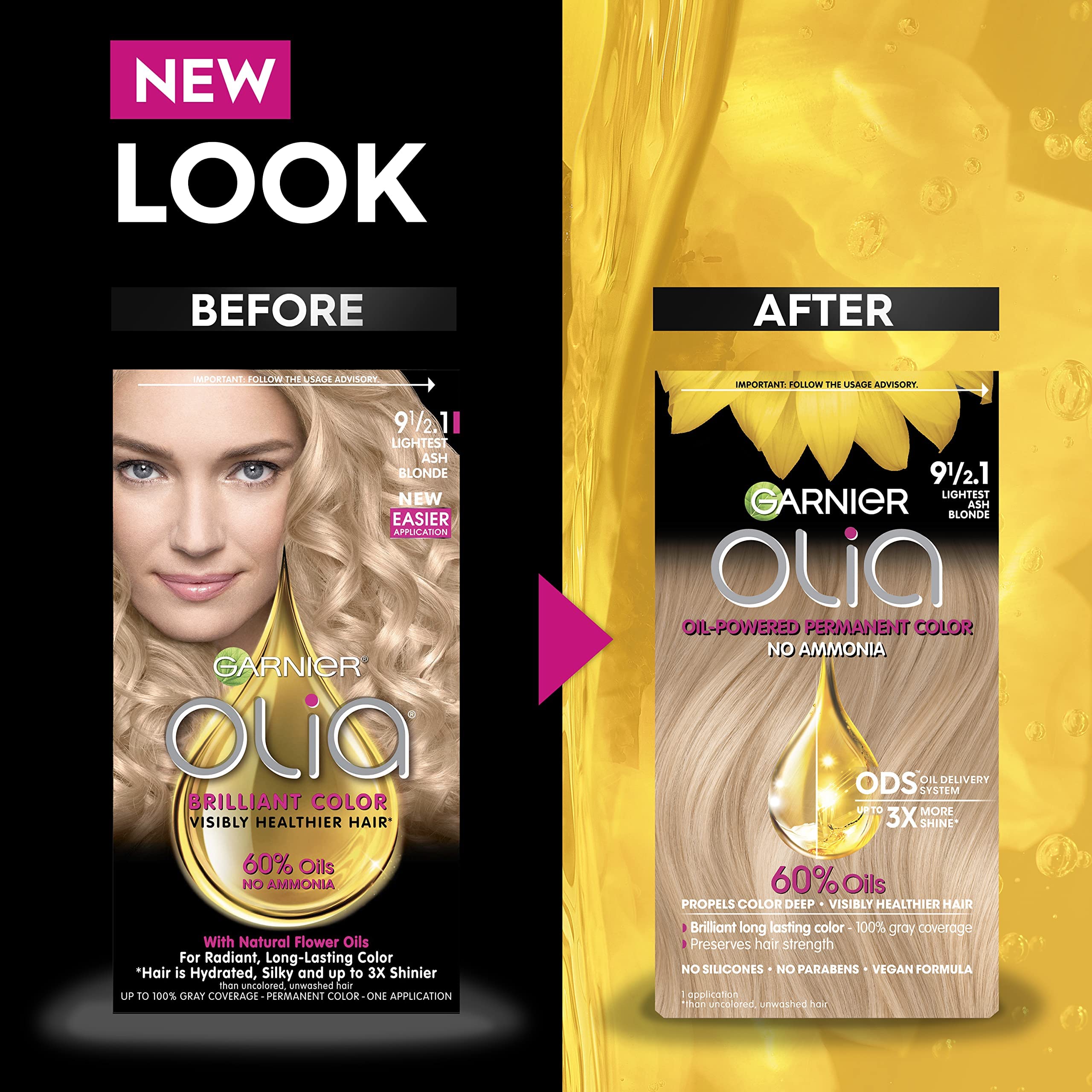 Foto 4 | Tinte De Pelo Garnier Olia Sin Amoniaco 9.5, Rubio Ceniza Más Claro - Venta Internacional.
