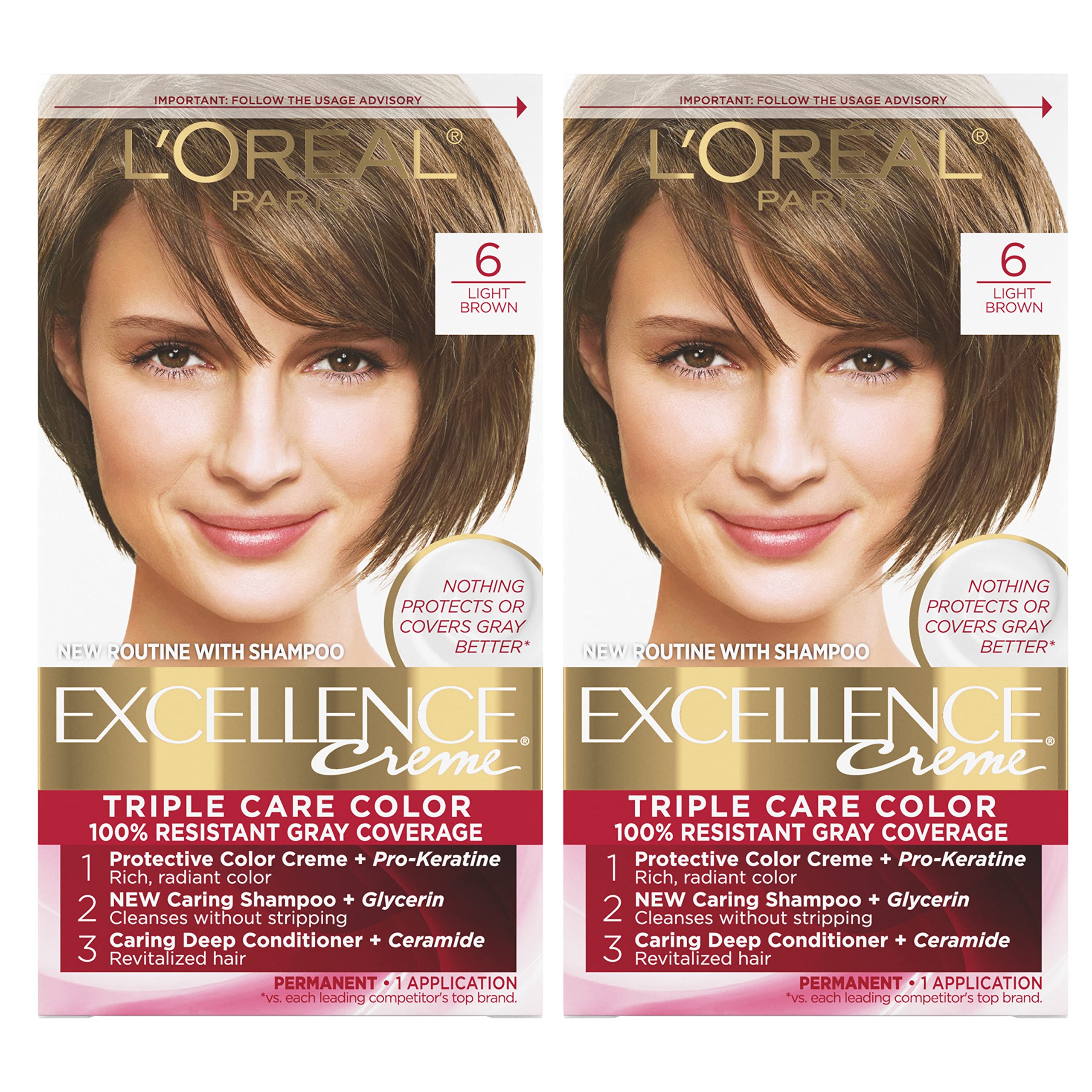 Foto 2 pulgar | Tinte De Pelo L'oreal Paris Excellence Creme 6 Light Brown X2 - Venta Internacional.