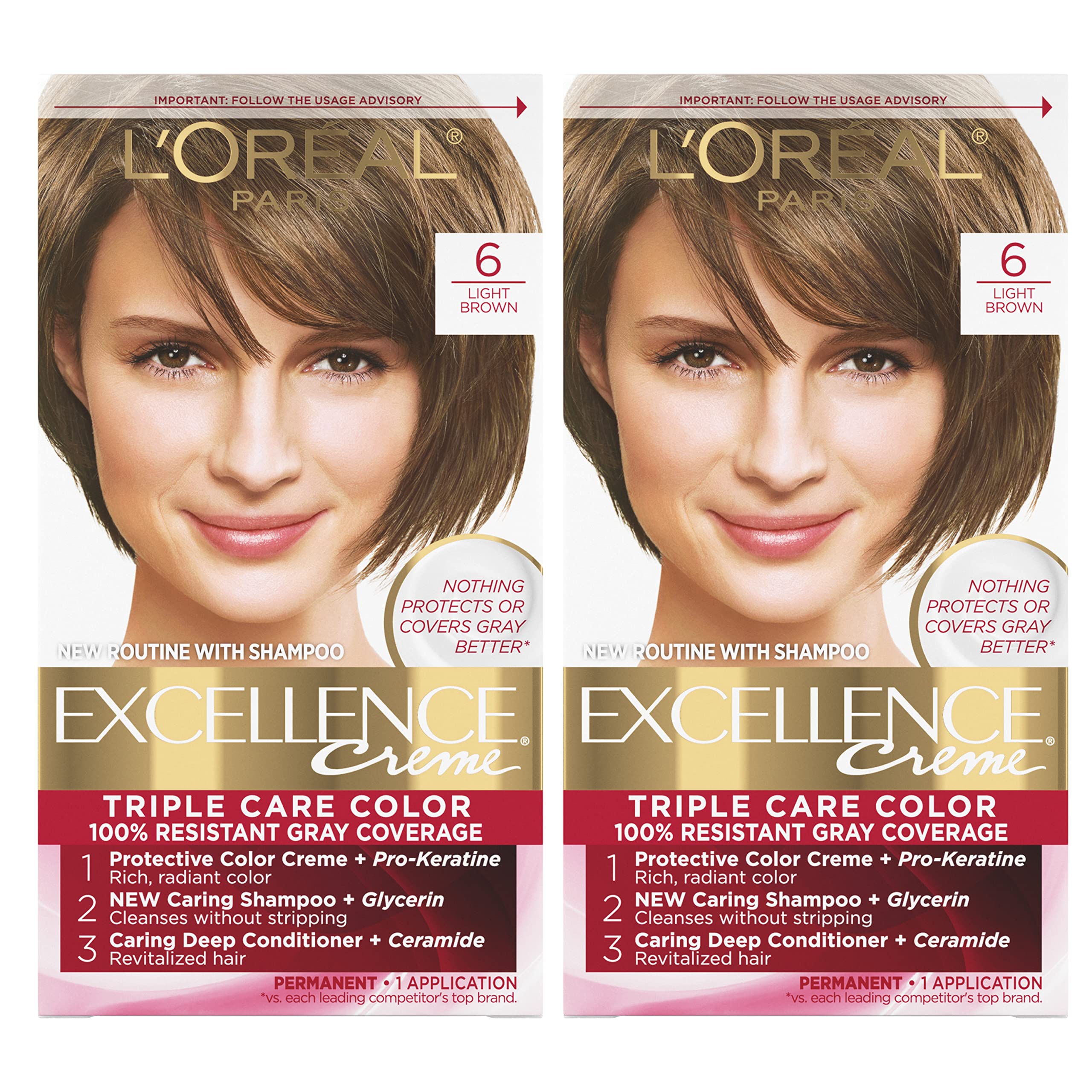 Tinte De Pelo L'oreal Paris Excellence Creme 6 Light Brown X2 - Venta Internacional.