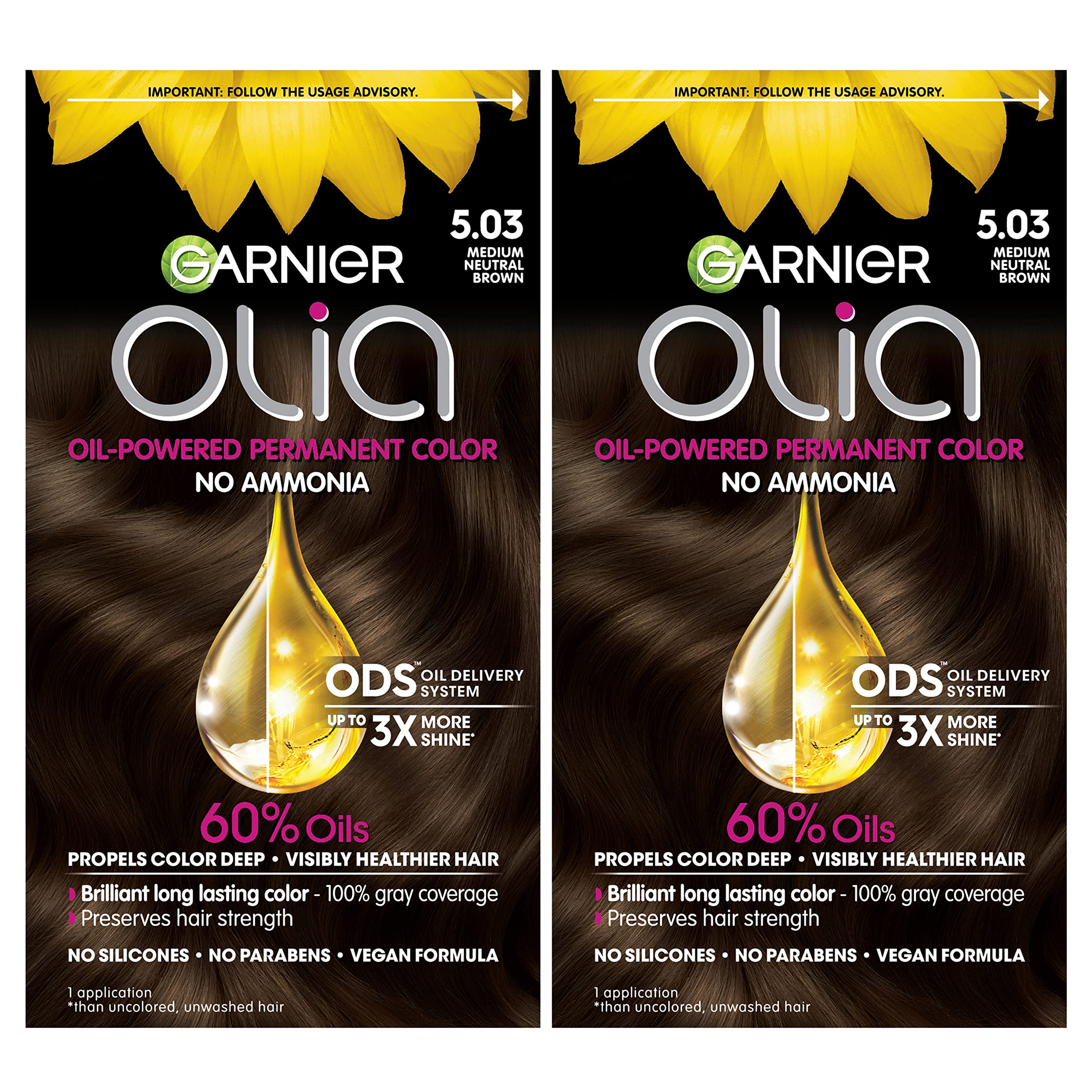 Foto 2 pulgar | Tinte De Pelo Garnier Olia Ammonia-free 5.03 Medium Brown 2x - Venta Internacional.