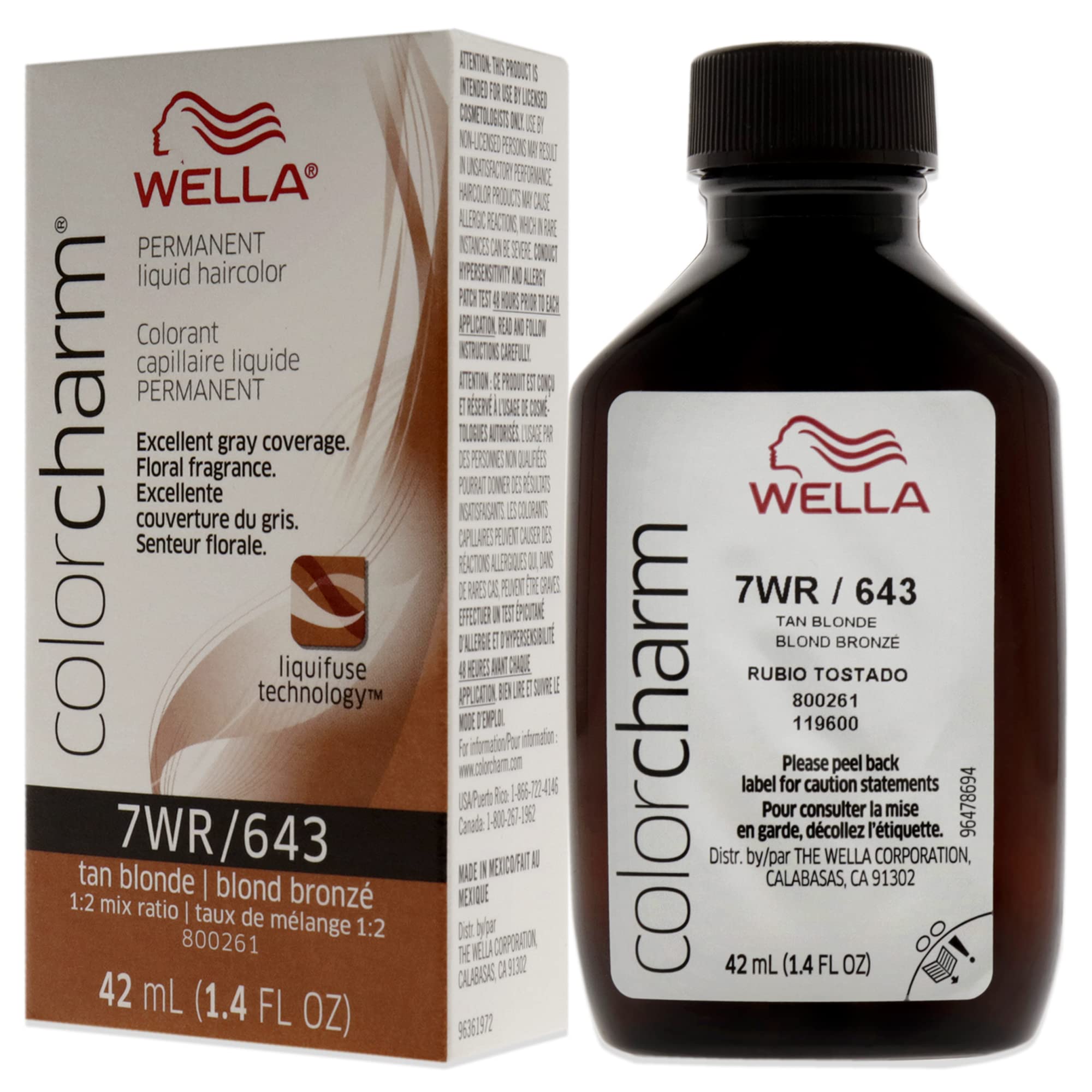 Foto 5 pulgar | Tinte De Pelo Wella Color Charm Permanent Liquid 7wr Tan Blonde - Venta Internacional.