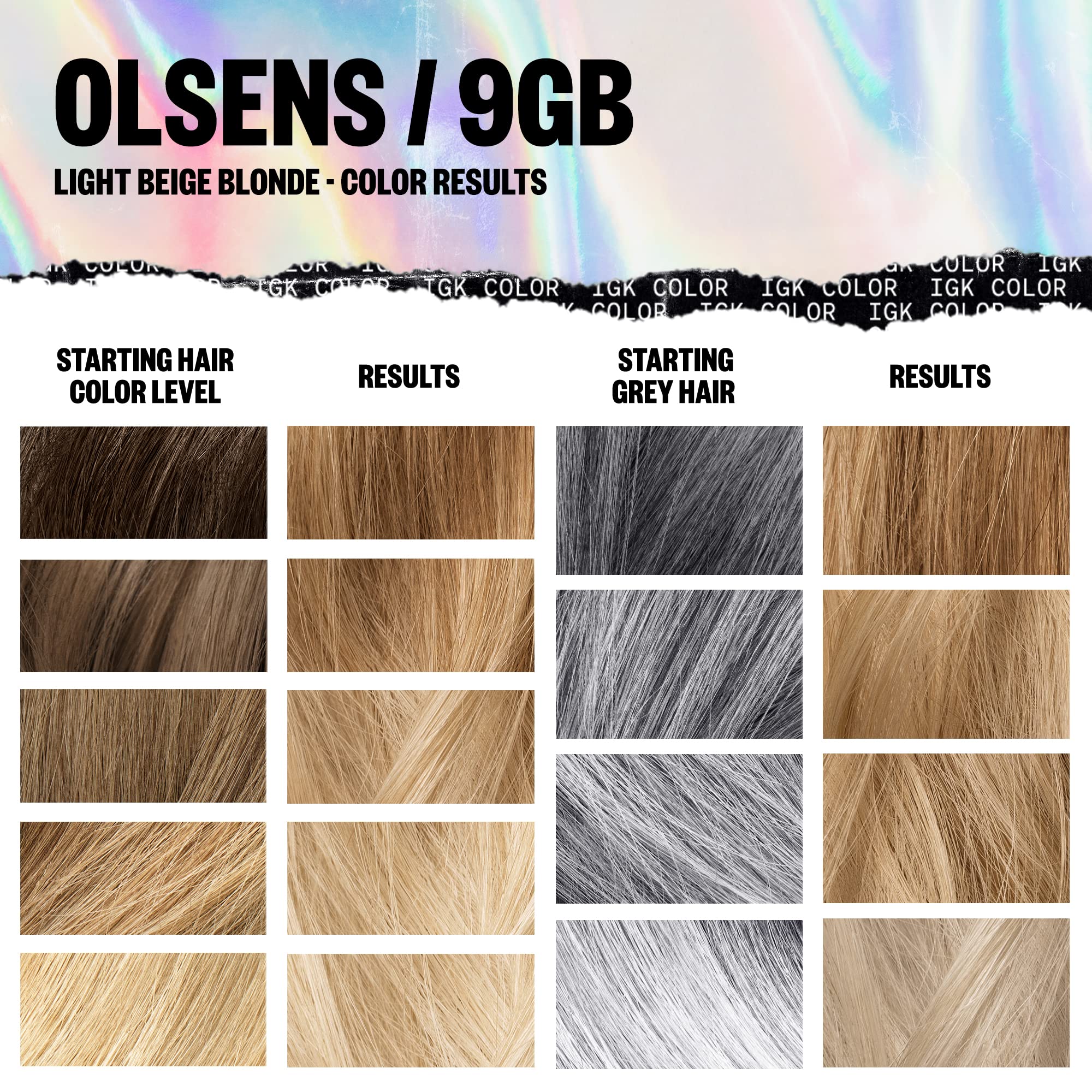 Foto 5 pulgar | Kit De Coloración De Cabello Igk Olsens Permanent Beige Claro Rubio 9gb - Venta Internacional.