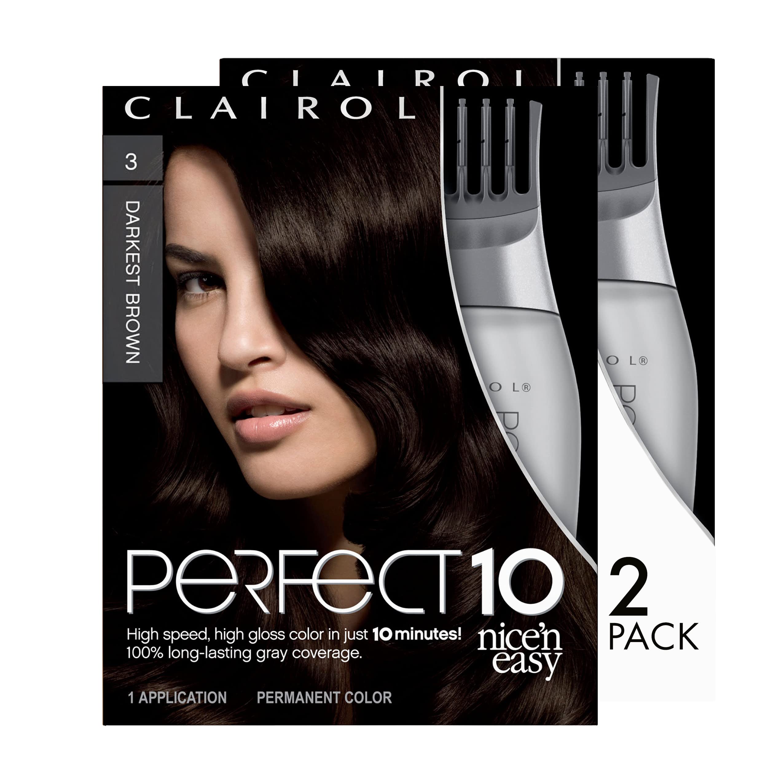 Tinte De Pelo Clairol Nice'n Easy Perfect 10 3 Darkest Brown X2 - Venta Internacional.