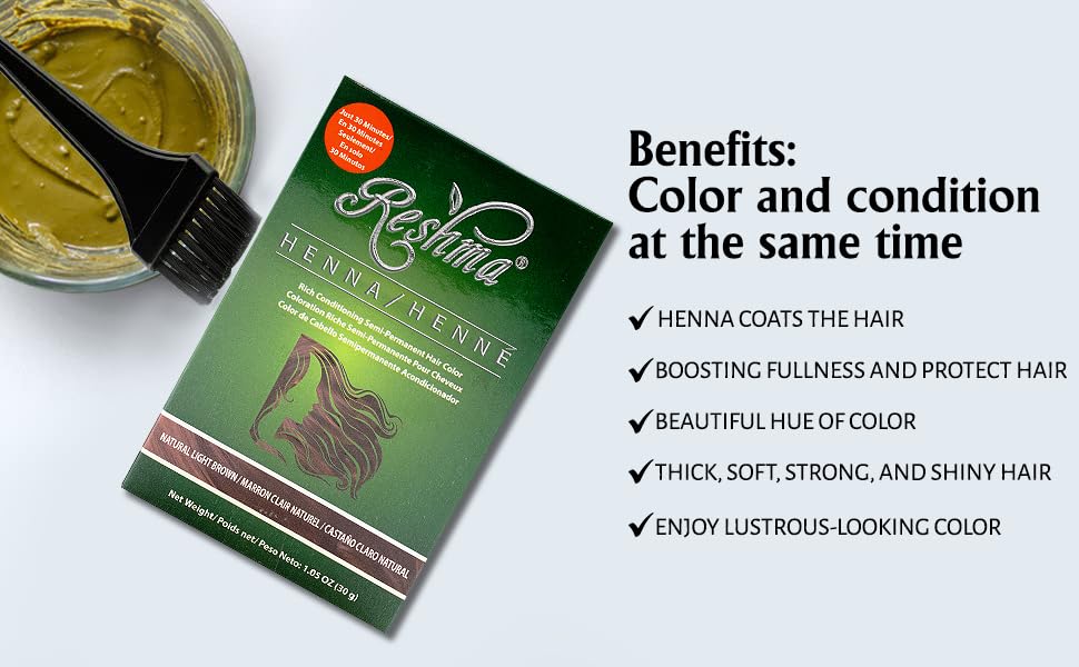 Foto 3 | Tinte De Pelo Con Henna Reshma Beauty, 30 Minutos, Marrón Claro - Venta Internacional.