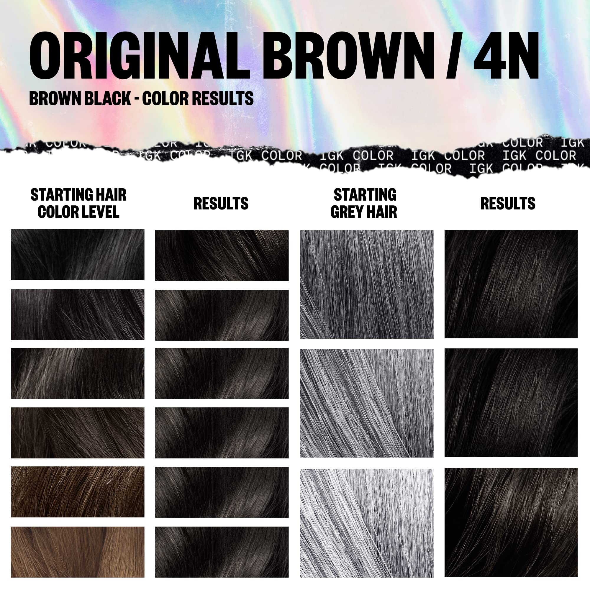 Foto 6 pulgar | Kit De Coloración De Cabello Igk Permanent Original Brown Brown Black 4n - Venta Internacional.