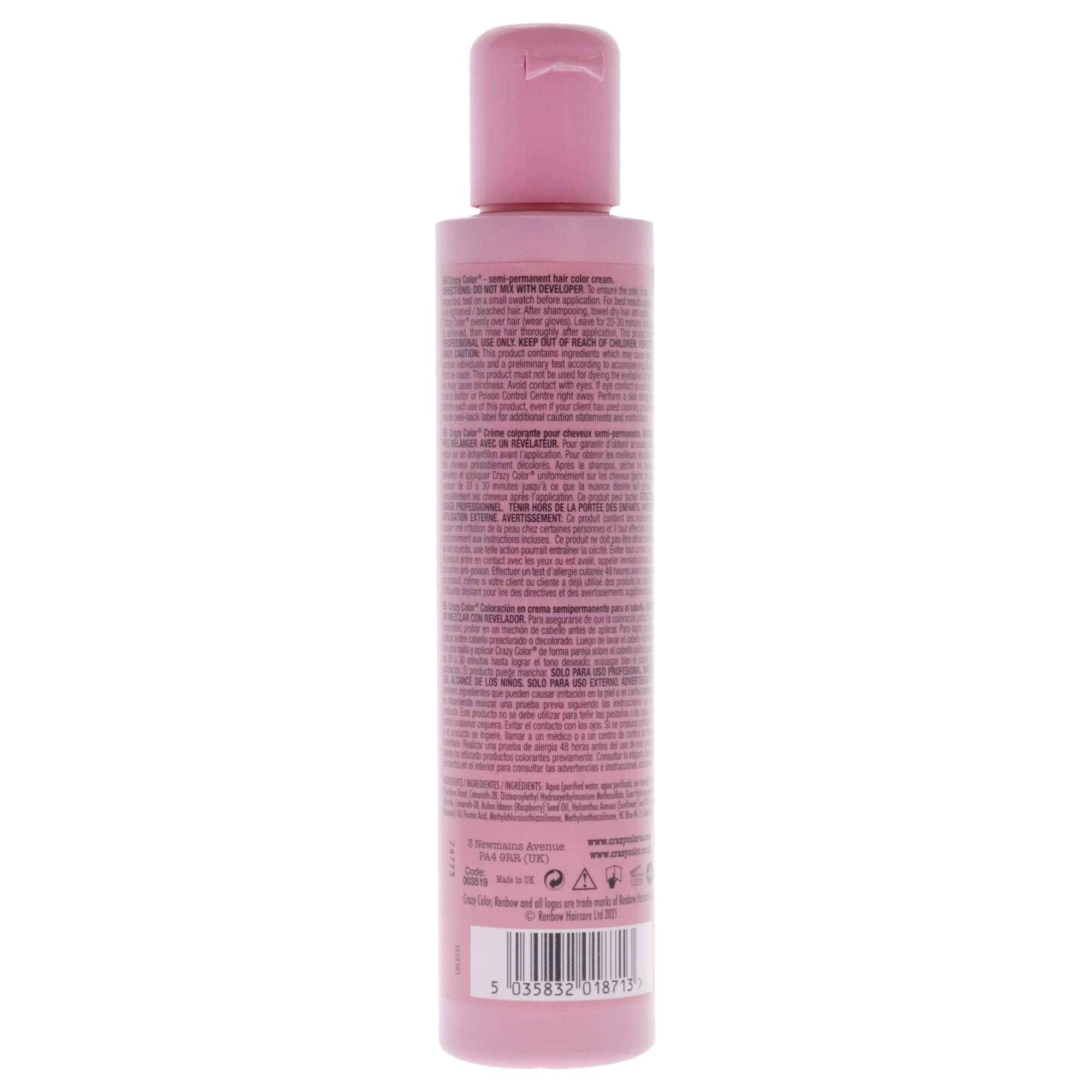 Foto 3 pulgar | Tintura Para El Cabello Crazy Color Salon Pro 63 Bubblegum Blue 150 Ml - Venta Internacional.