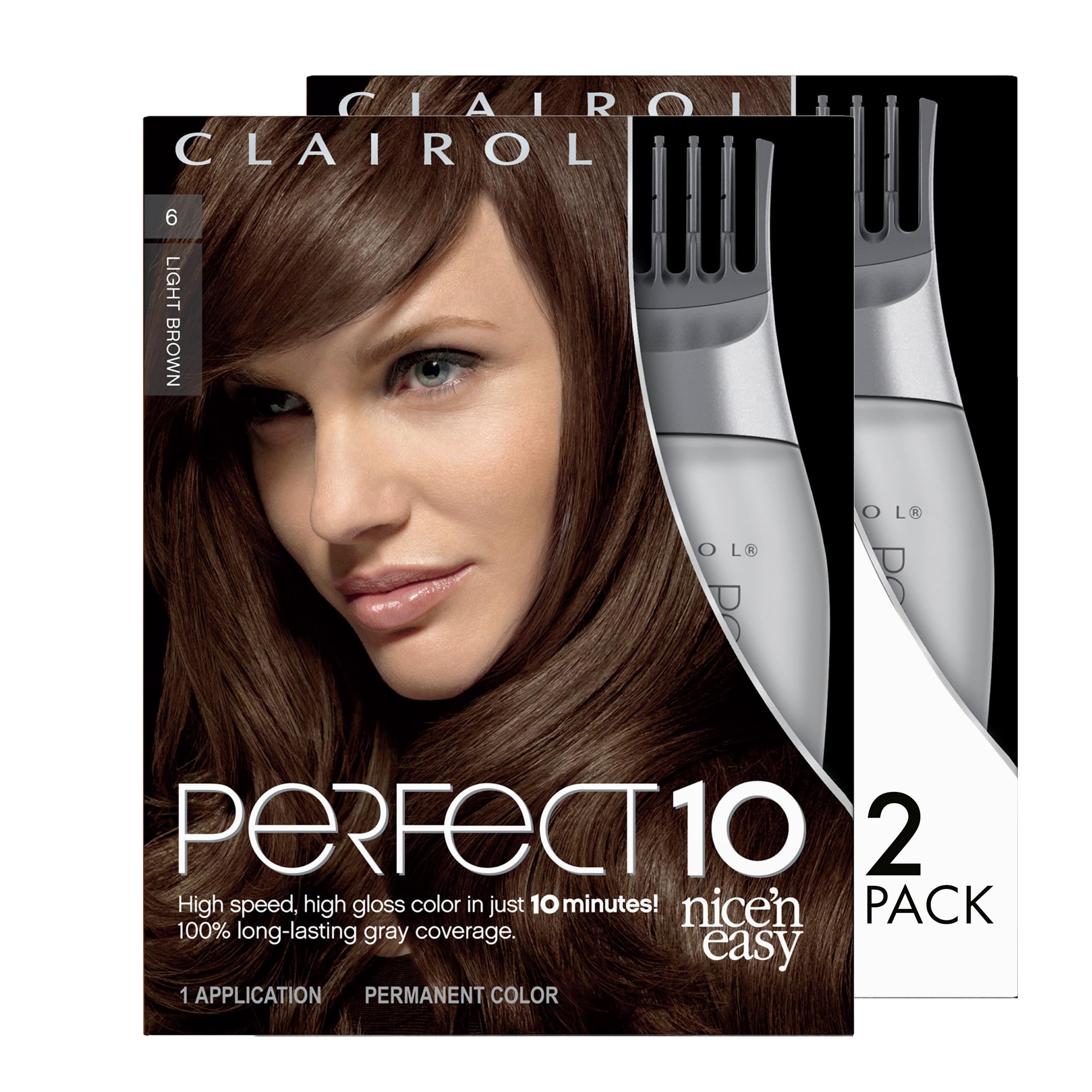 Foto 2 pulgar | Tinte Para El Cabello Clairol Nice'n Easy Perfect 10 6 Castaño Claro X2 - Venta Internacional.