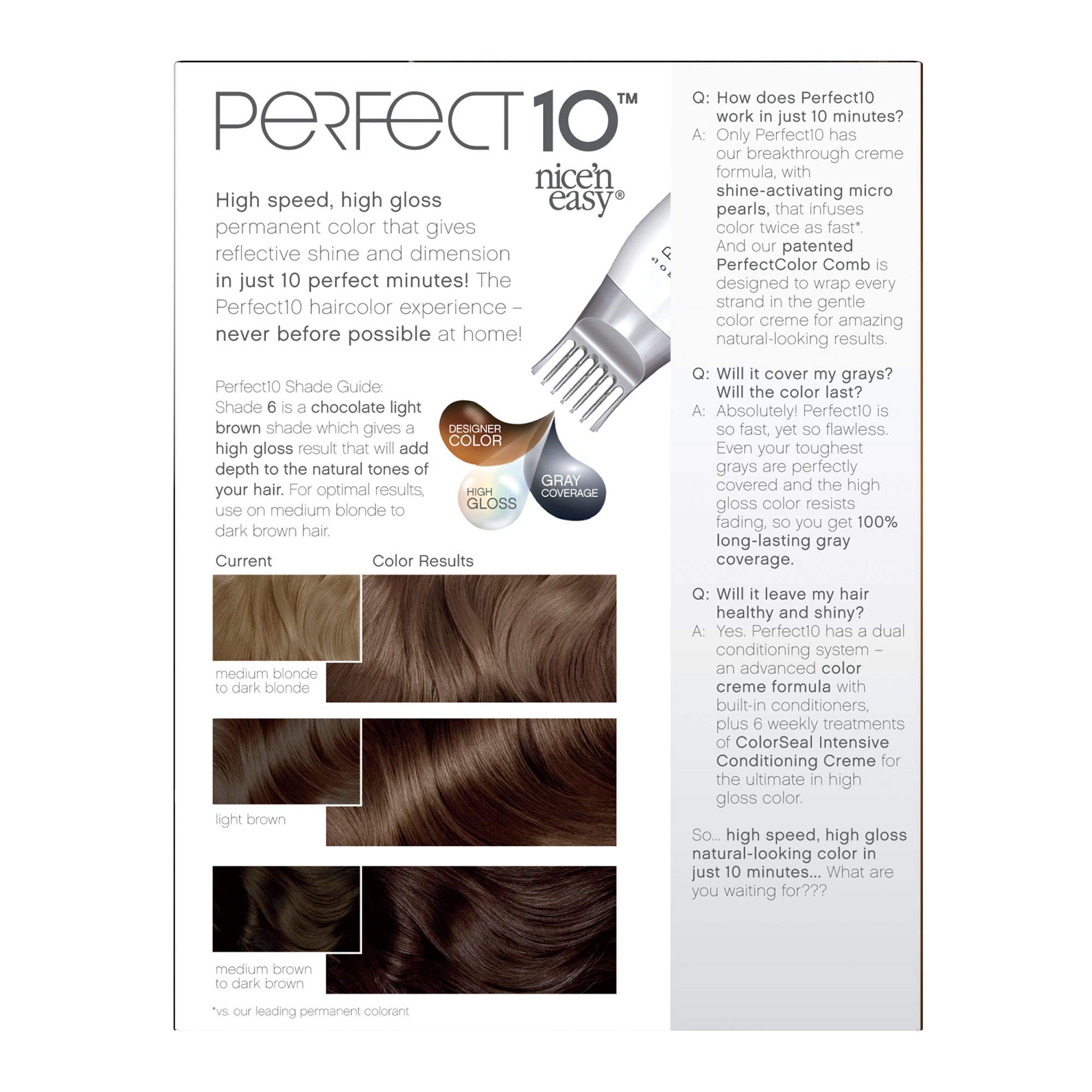 Foto 5 pulgar | Tinte Para El Cabello Clairol Nice'n Easy Perfect 10 6 Castaño Claro X2 - Venta Internacional.