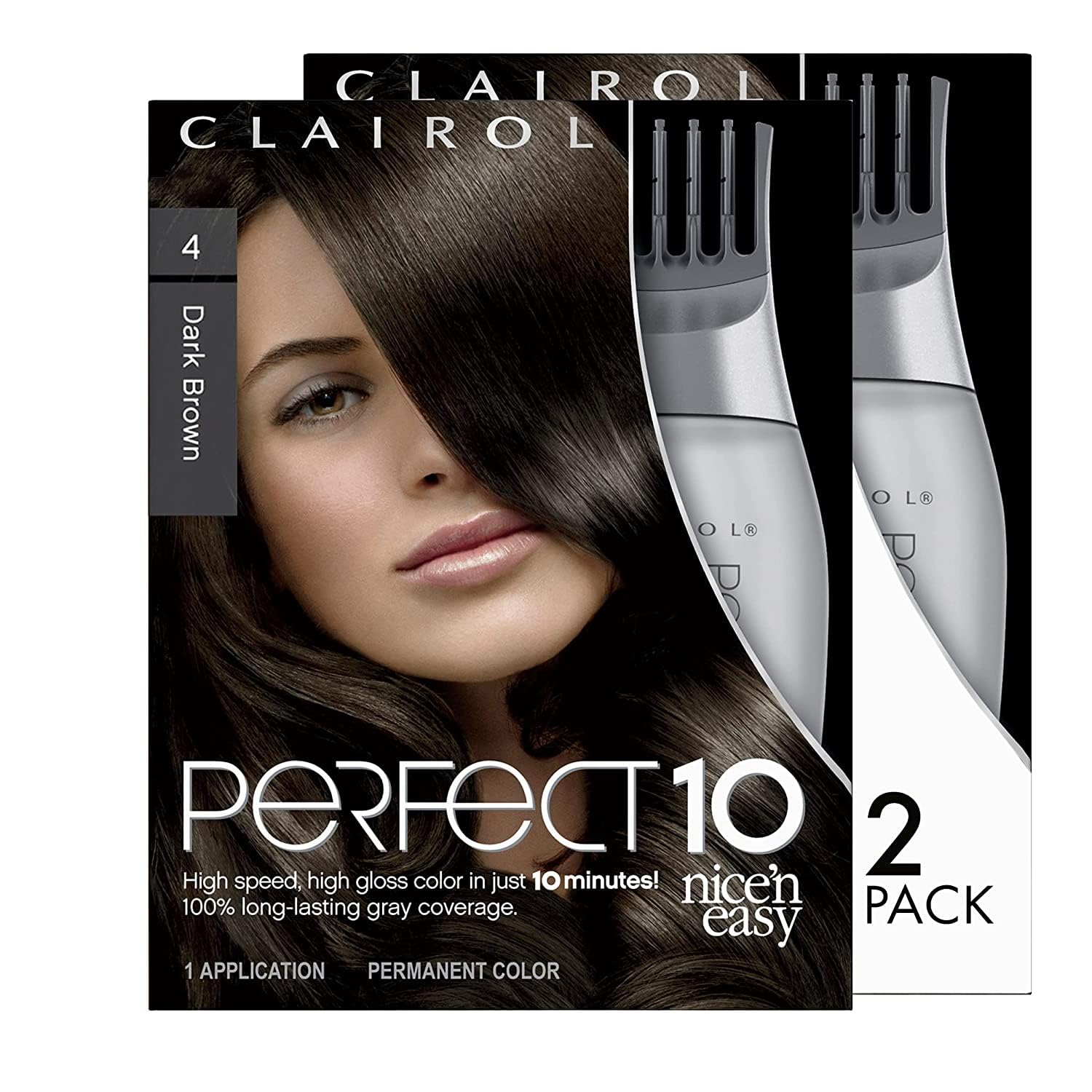 Tinte De Pelo Clairol Nice'n Easy Perfect 10 4 Castaño Oscuro X2 - Venta Internacional.