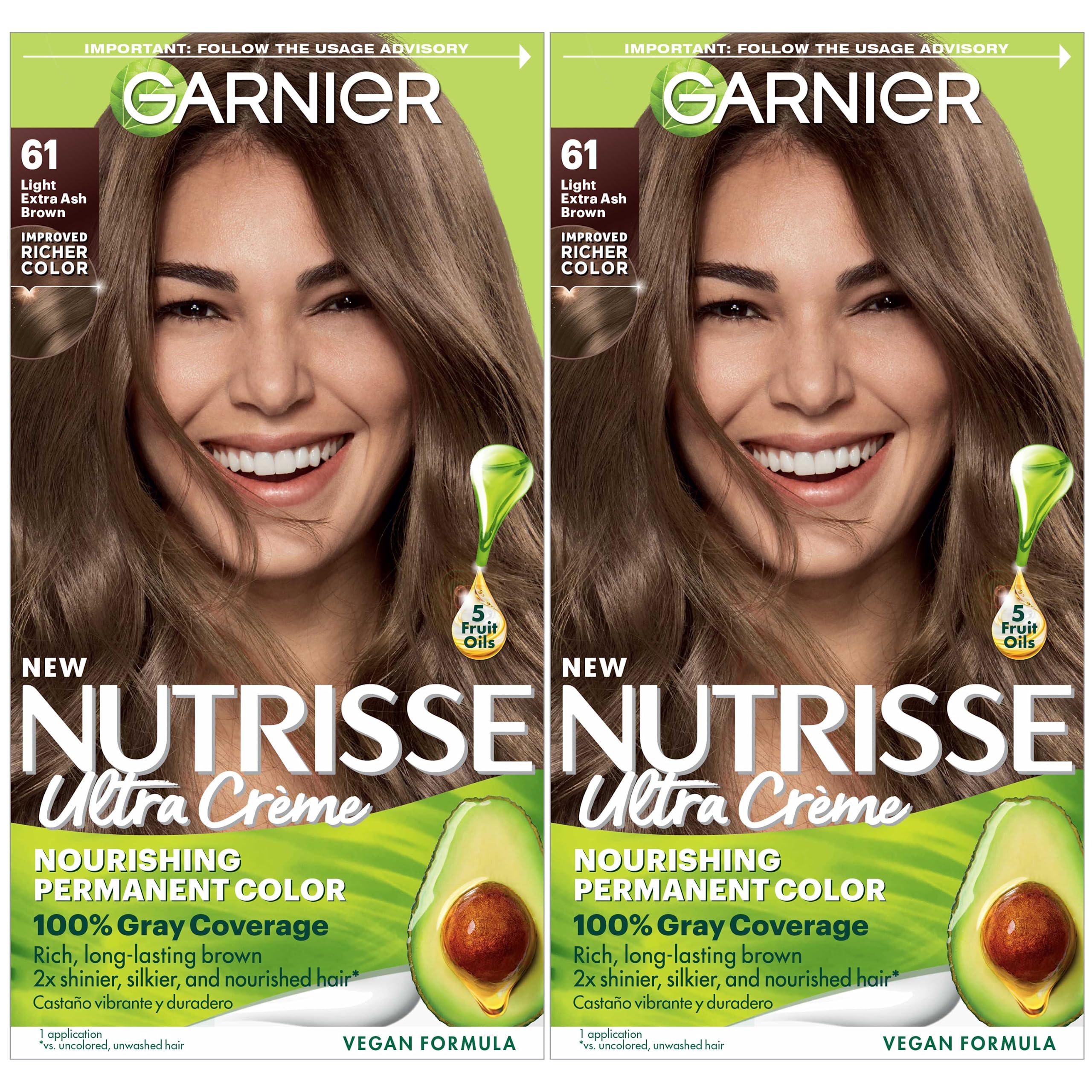 Foto 2 pulgar | Tinte Para El Cabello Garnier Nutrisse Nourishing Creme 61 Marrón Ceniza Claro - Venta Internacional.