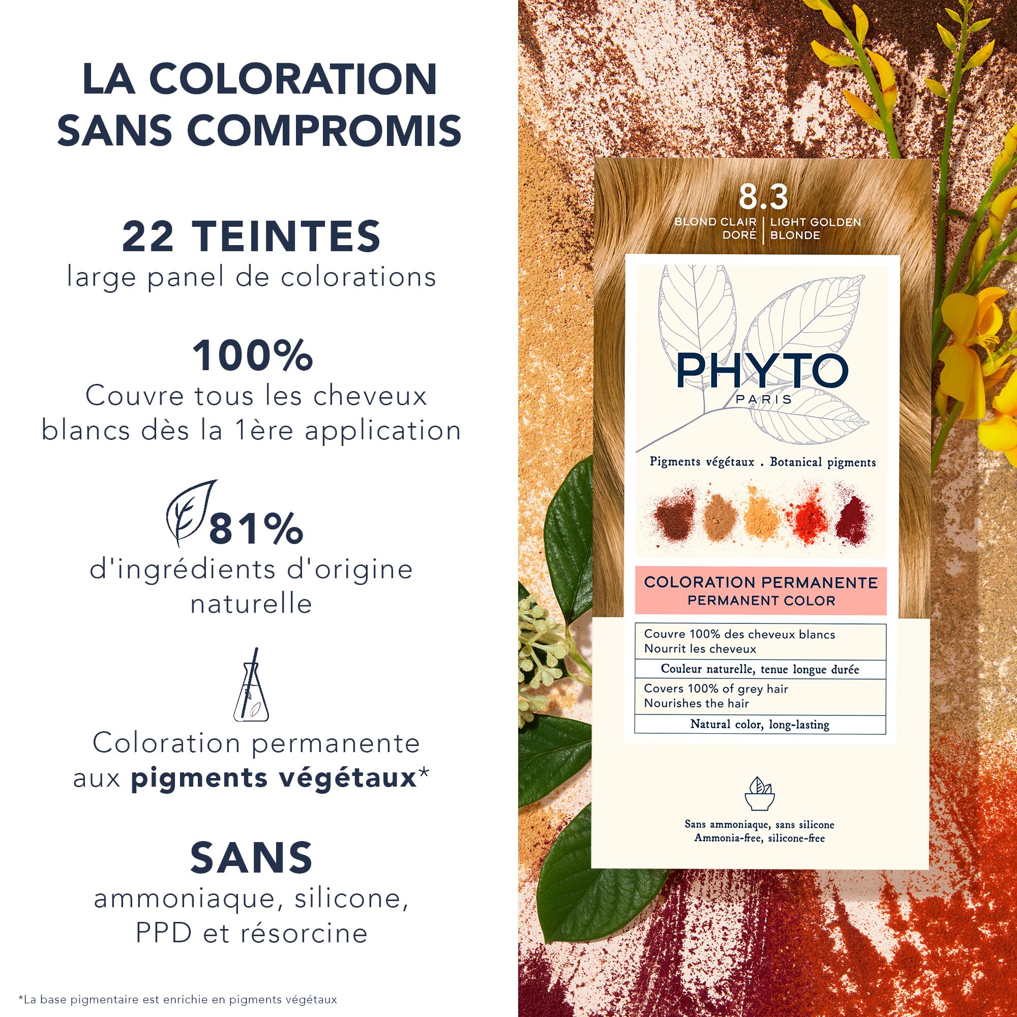 Foto 3 pulgar | Tinte De Cabello Phyto Phytocolor Permanent 8.3 Rubio Dorado Claro - Venta Internacional.