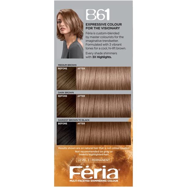 Foto 4 pulgar | Kit De Tinte Para El Cabello L'oreal Paris Feria B61 Downtown Brown X2 - Venta Internacional.