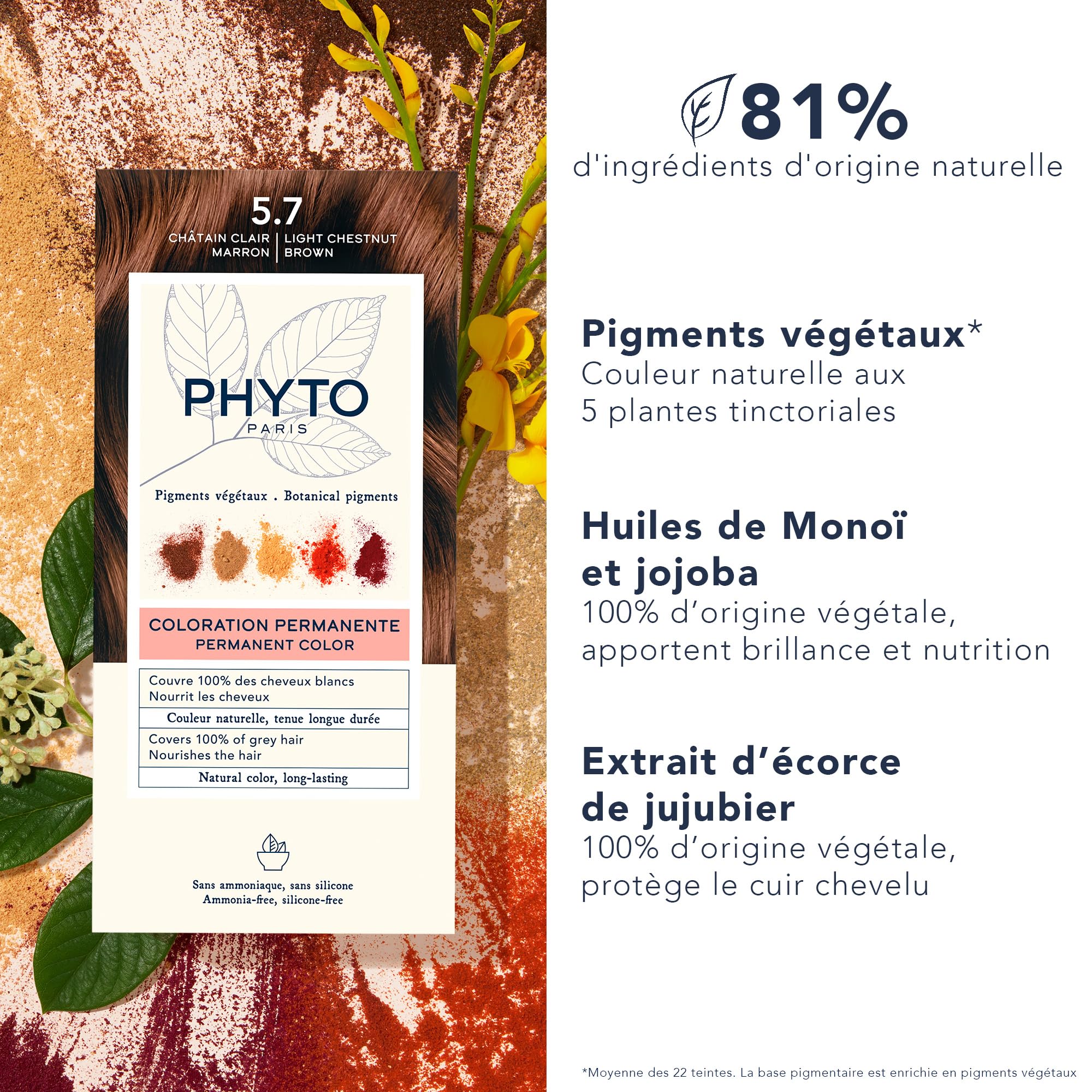 Foto 3 | Tinte De Cabello Phyto Phytocolor Permanent 5.7 Castaño Claro - Venta Internacional.