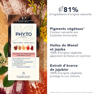 Foto 3 | Tinte De Cabello Phyto Phytocolor Permanent 5.7 Castaño Claro - Venta Internacional.