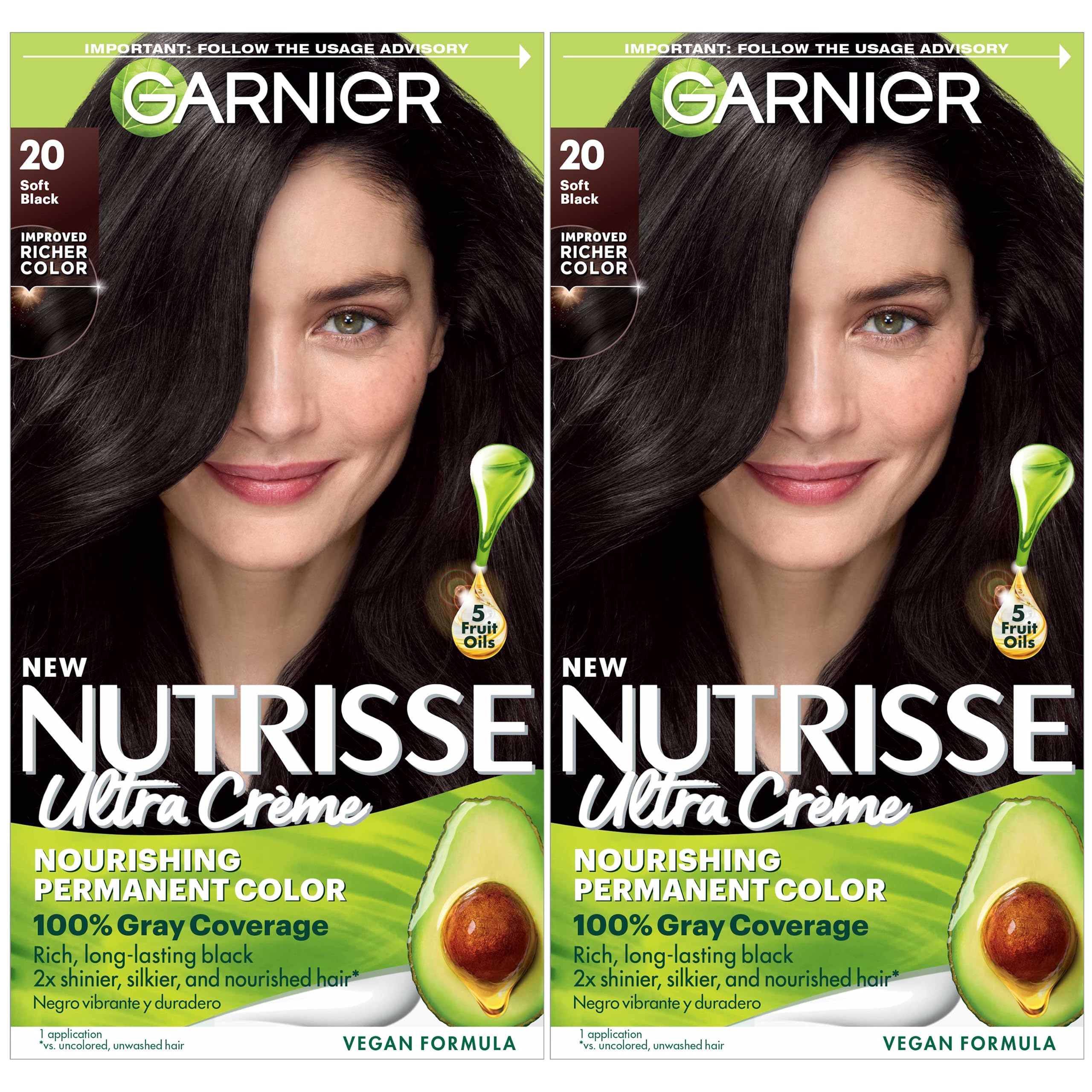 Foto 2 pulgar | Tinte Para El Cabello Garnier Nutrisse Nourishing Creme 20 Soft Black 2x - Venta Internacional.