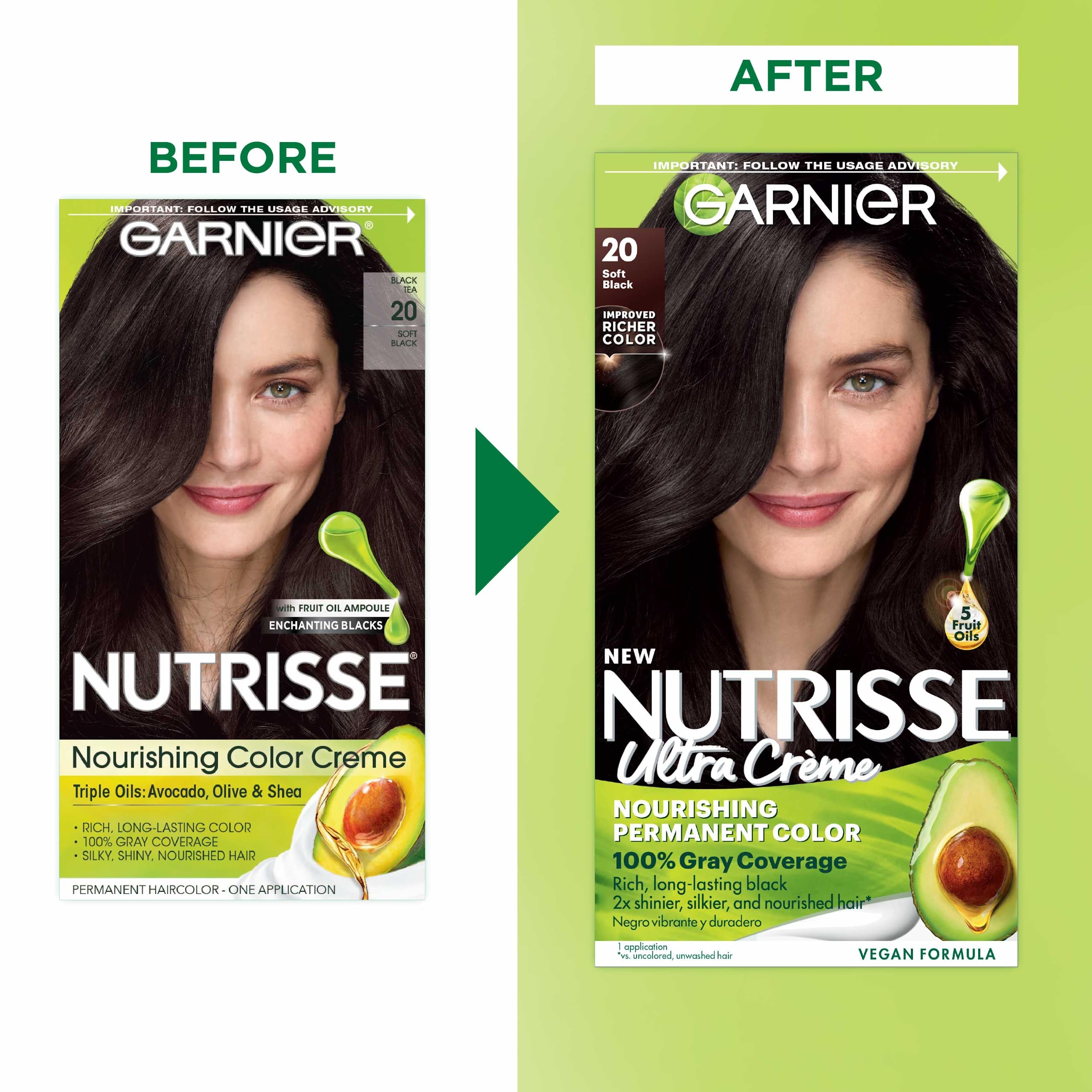 Foto 3 pulgar | Tinte Para El Cabello Garnier Nutrisse Nourishing Creme 20 Soft Black 2x - Venta Internacional.