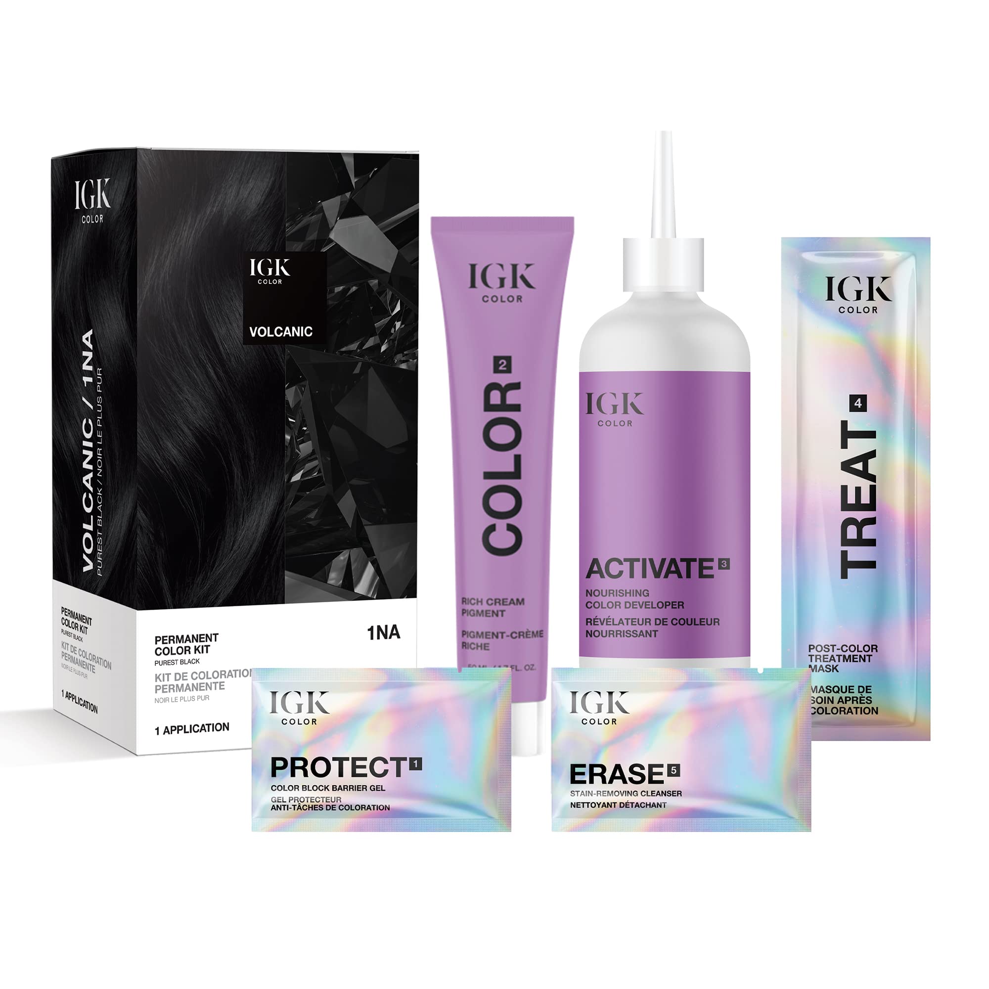 Foto 3 pulgar | Kit De Coloración Para El Cabello Igk Volcanic Purest Black 1na 140 Ml Vegan - Venta Internacional.