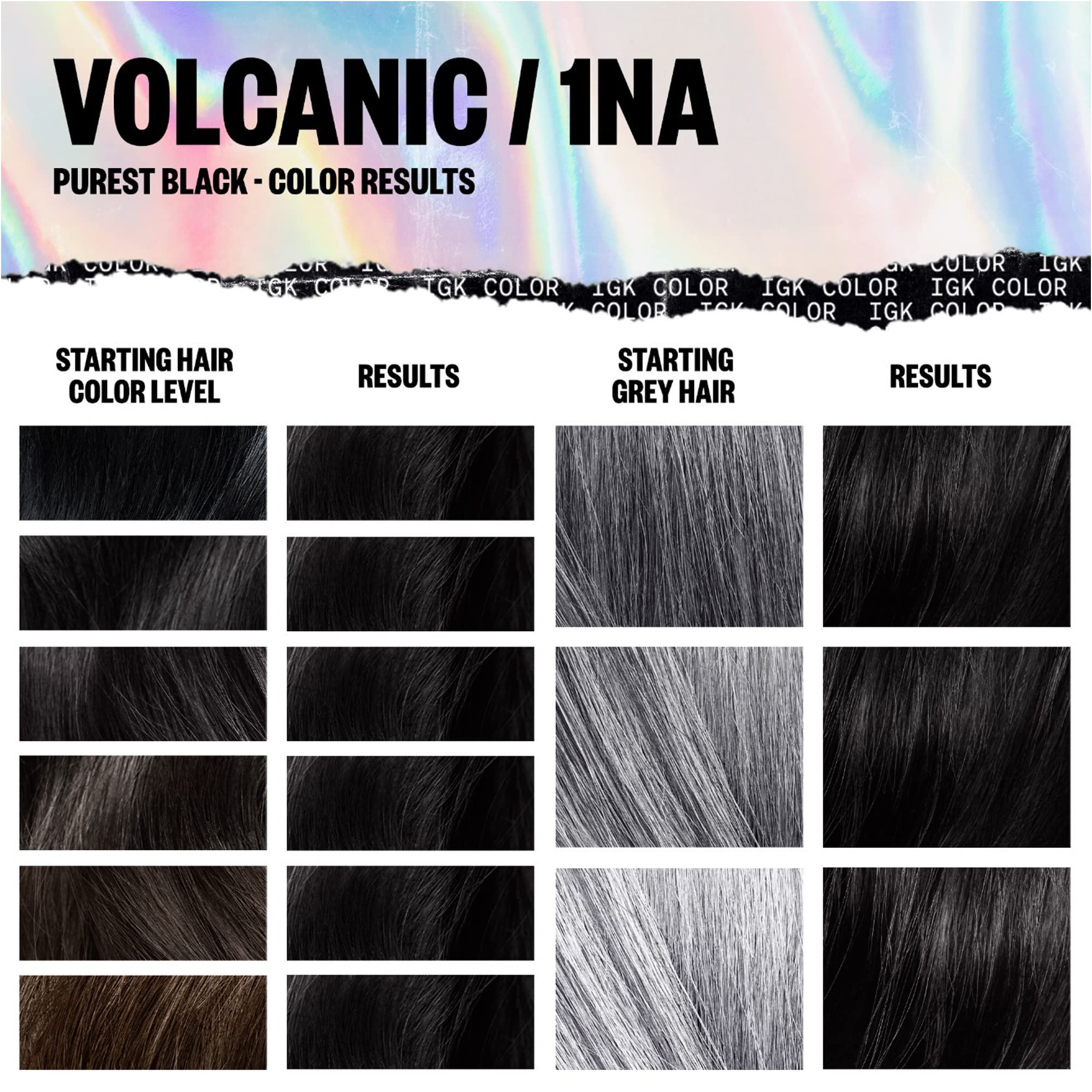 Foto 5 pulgar | Kit De Coloración Para El Cabello Igk Volcanic Purest Black 1na 140 Ml Vegan - Venta Internacional.