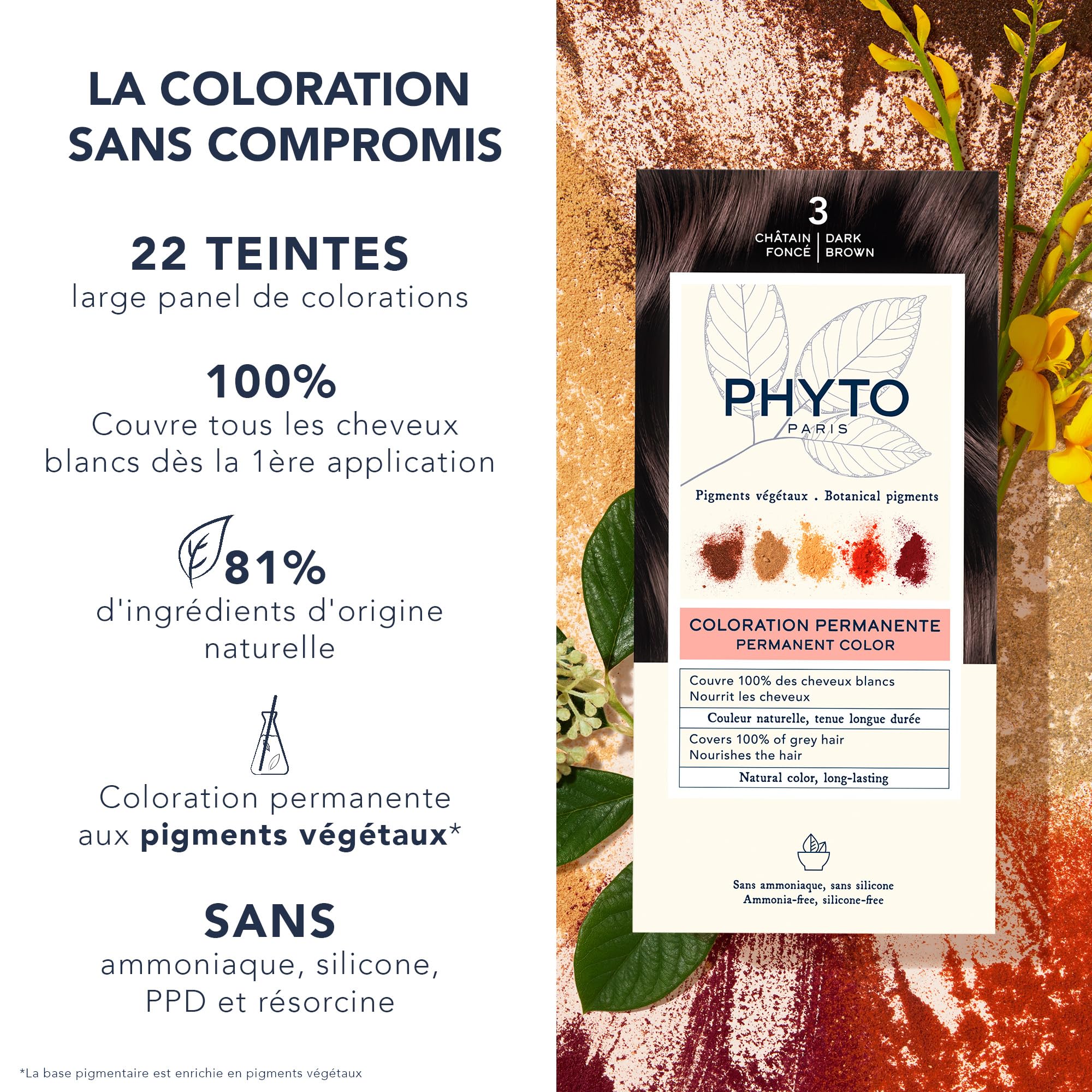 Foto 3 pulgar | Tinte Para El Cabello Phyto Phytocolor Permanent 3, Marrón Oscuro, 12 Ml - Venta Internacional.