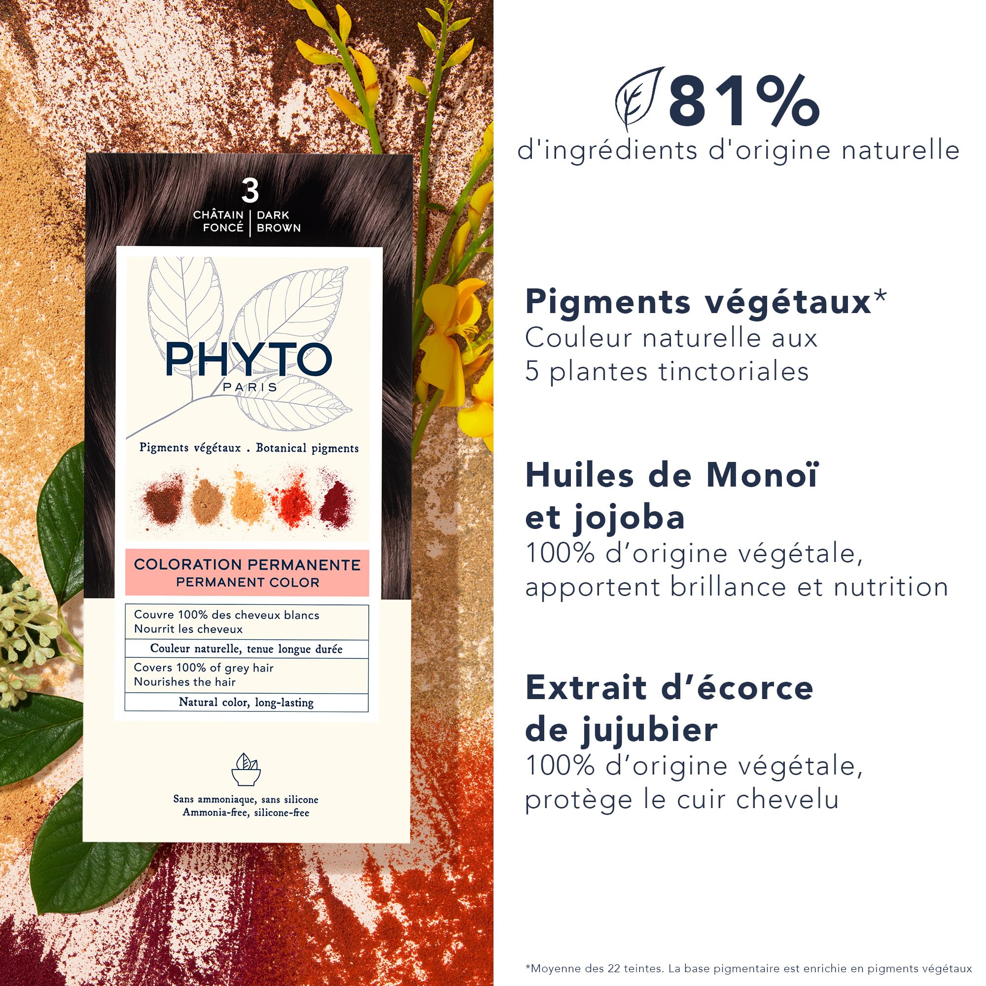 Foto 4 pulgar | Tinte Para El Cabello Phyto Phytocolor Permanent 3, Marrón Oscuro, 12 Ml - Venta Internacional.