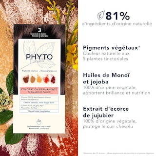 Foto 3 | Tinte Para El Cabello Phyto Phytocolor Permanent 3, Marrón Oscuro, 12 Ml - Venta Internacional.