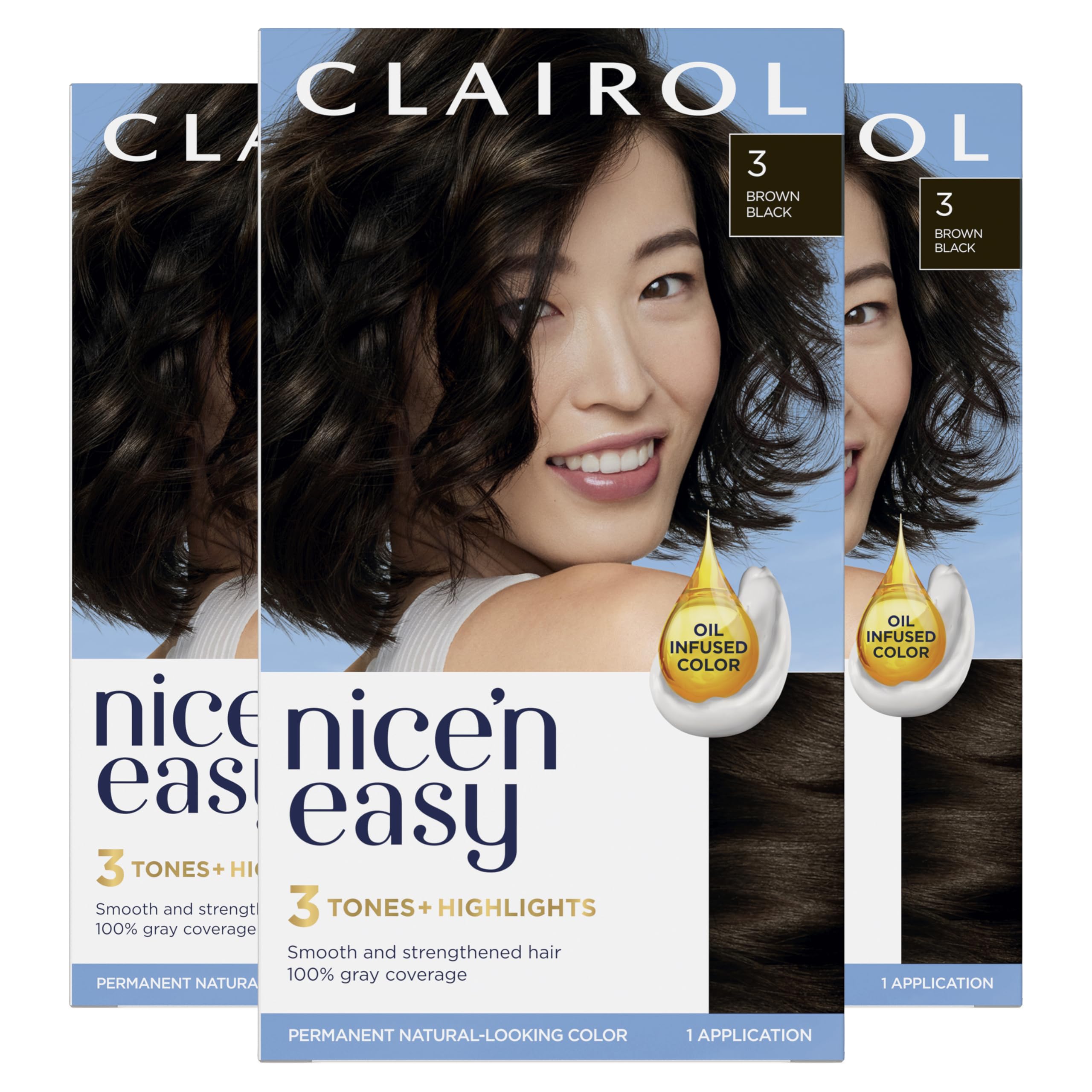 Foto 2 pulgar | Tinte Para El Cabello Clairol Nice'n Easy 3, Marrón Y Negro, Paquete De 3 - Venta Internacional.