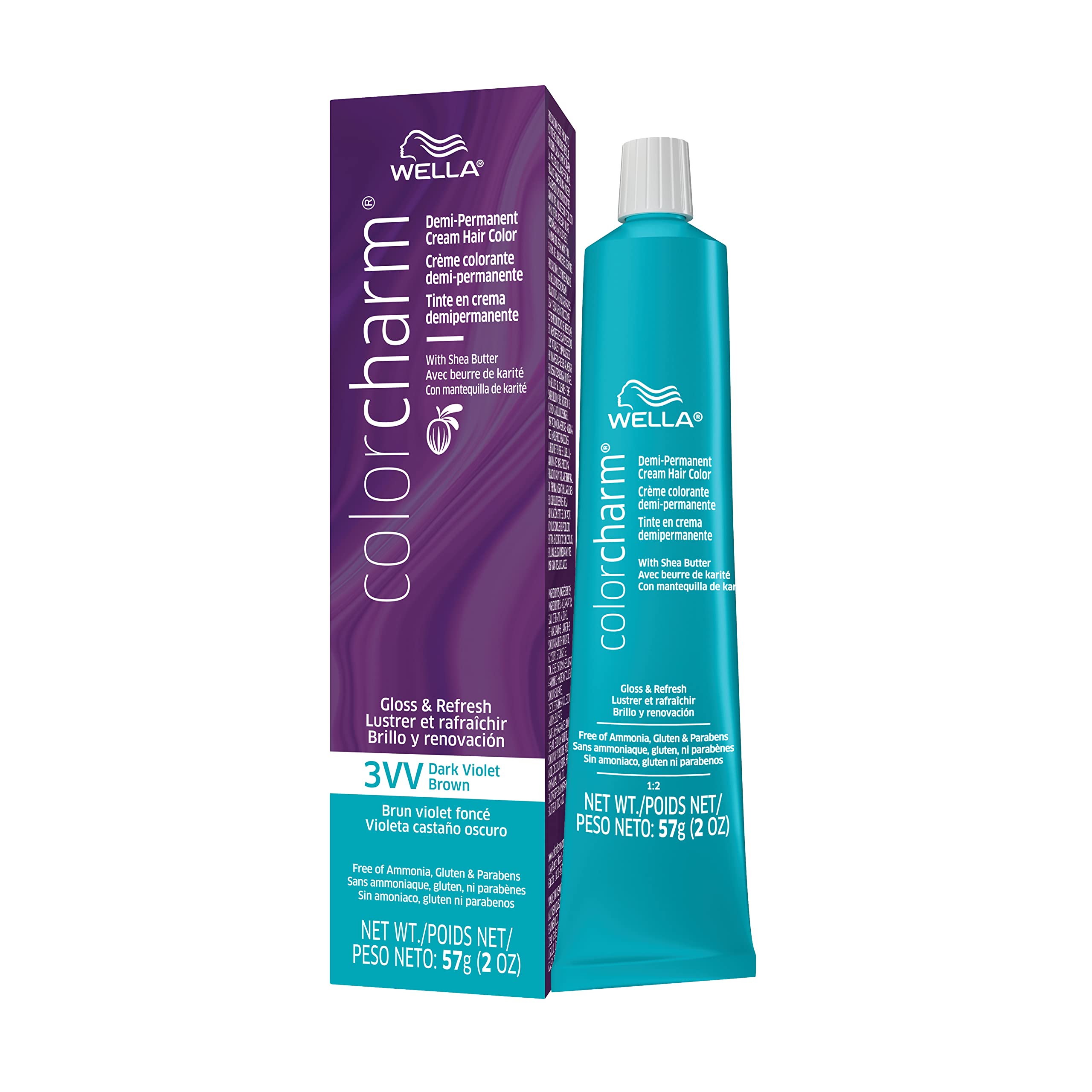 Brillo De Pelo Wella Color Charm Demi Permanent 3vv Marrón Violeta Oscuro - Venta Internacional.