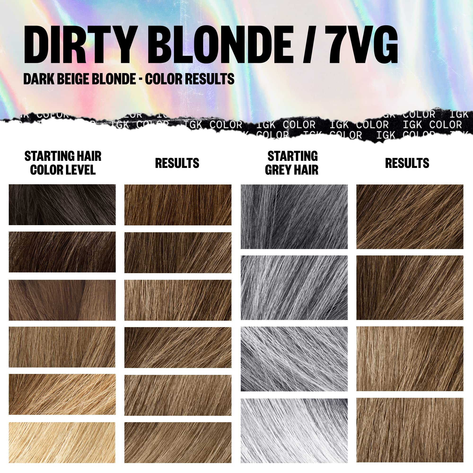 Foto 5 pulgar | Kit De Coloración De Cabello Igk Permanent Dirty Blonde 7vg 140 Ml - Venta Internacional.