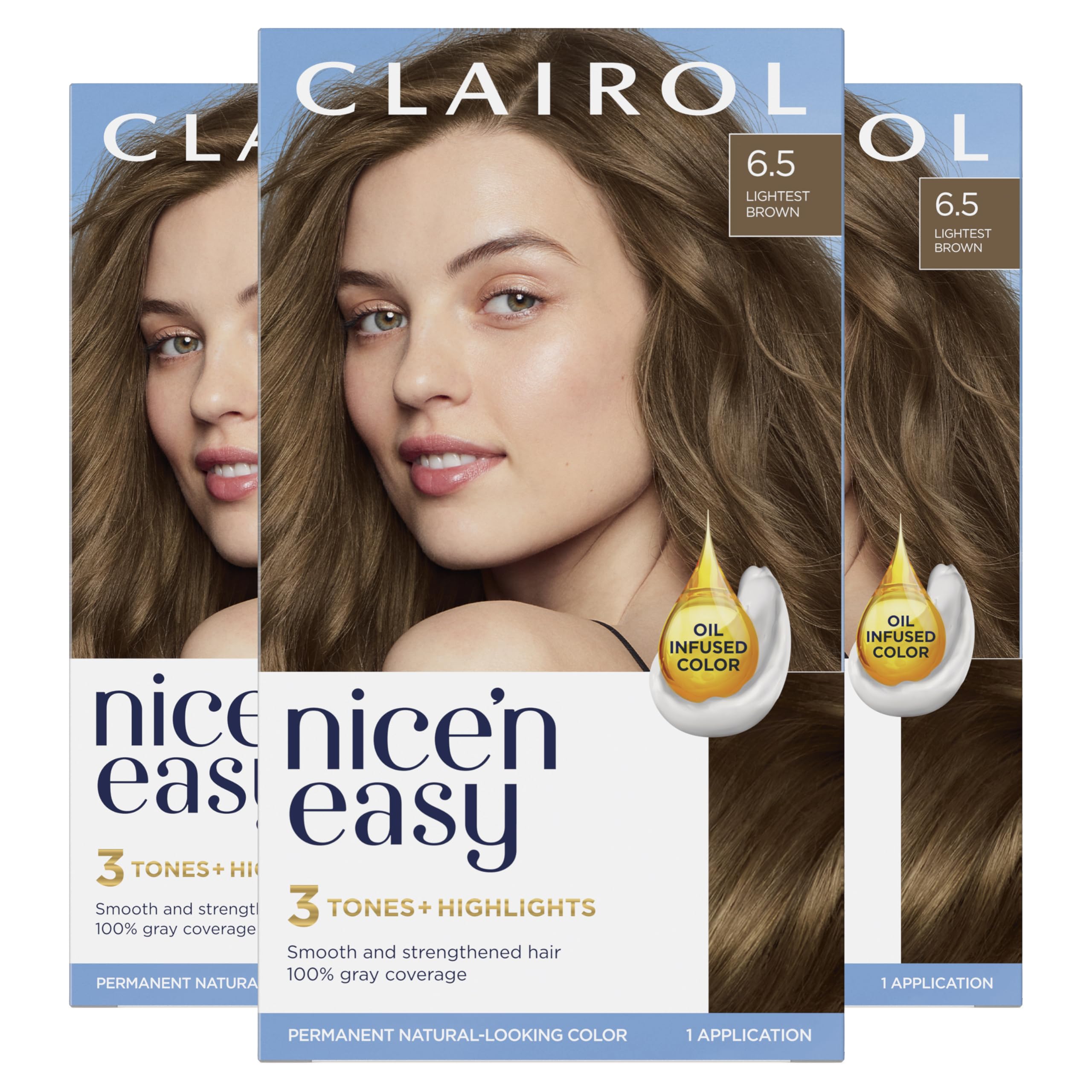 Foto 2 pulgar | Tinte Para El Cabello Clairol Nice'n Easy Permanent 6.5 Lighest Brown X3 - Venta Internacional.