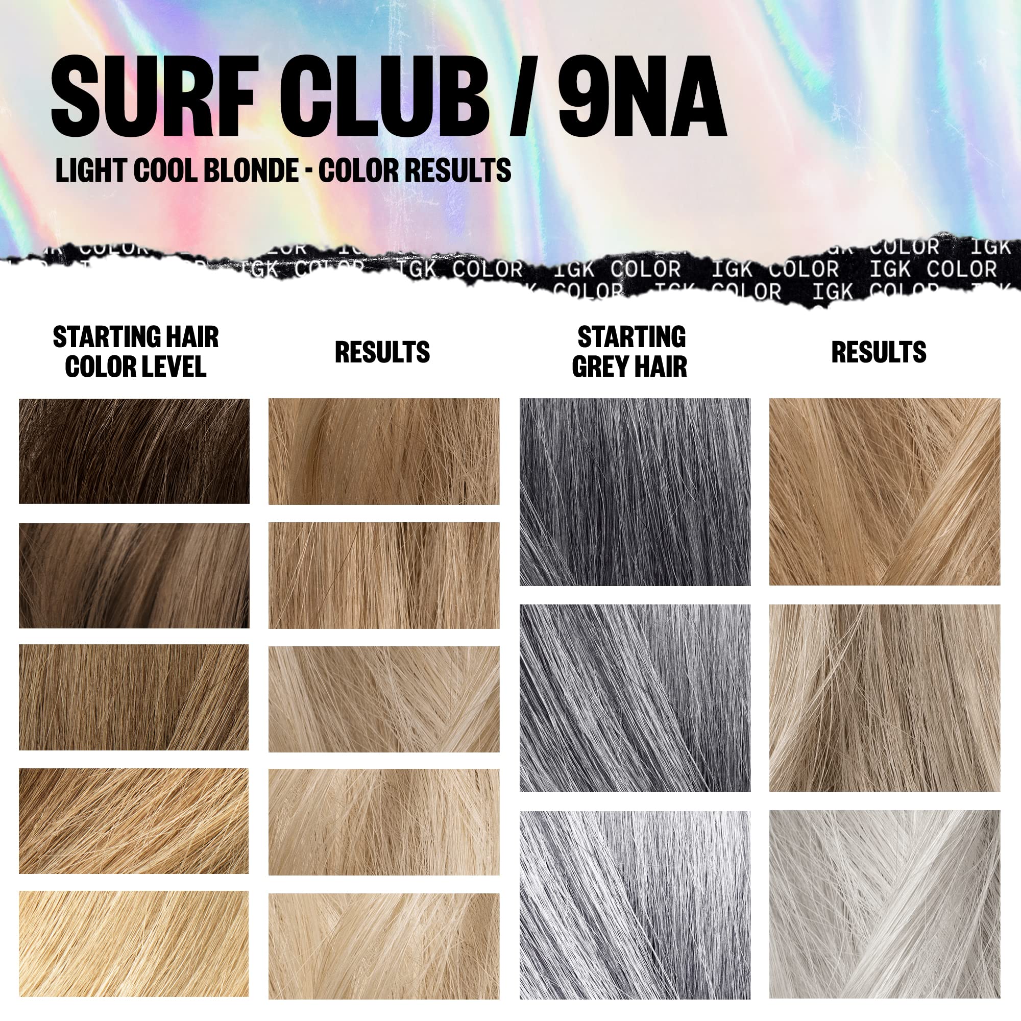 Foto 7 pulgar | Kit De Coloración Para El Cabello Igk Surf Club Light Cool Blonde 9na 140ml - Venta Internacional.