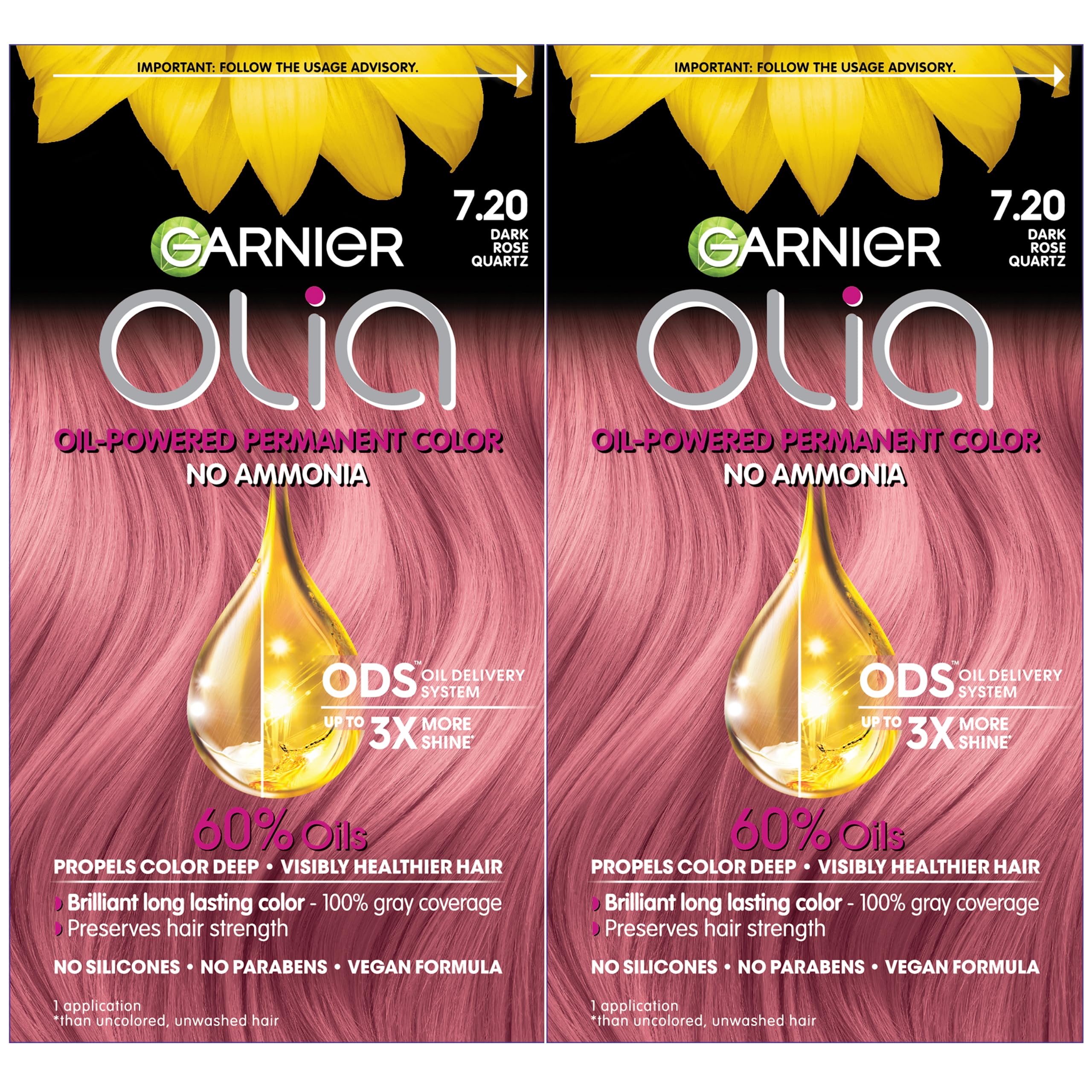 Foto 2 pulgar | Tinte Para El Cabello Garnier Olia Sin Amoniaco 7.20 Dark Rose Quartz - Venta Internacional.