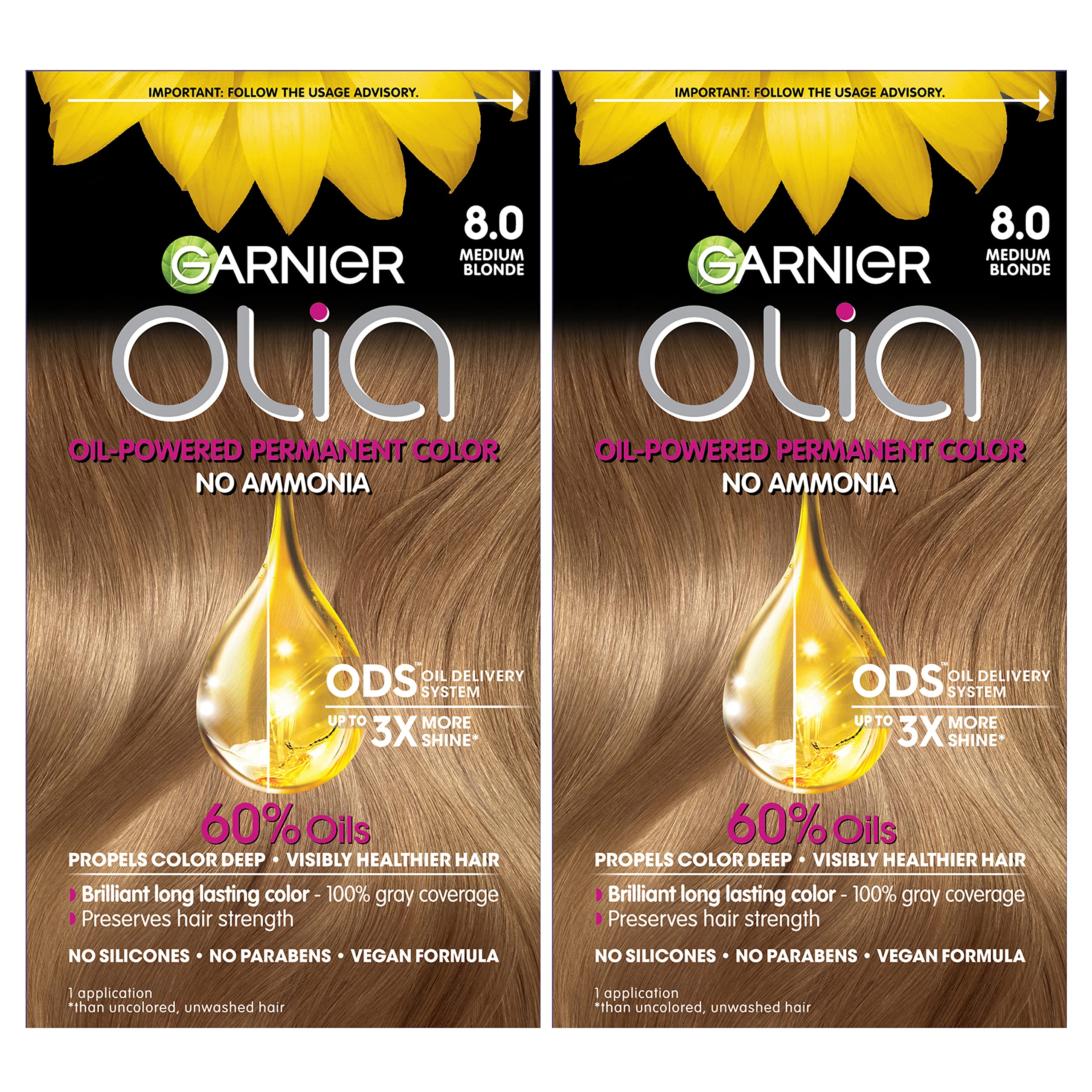 Tinte De Pelo Garnier Olia Sin Amoniaco 8.0 Rubio Medio 2x - Venta Internacional.