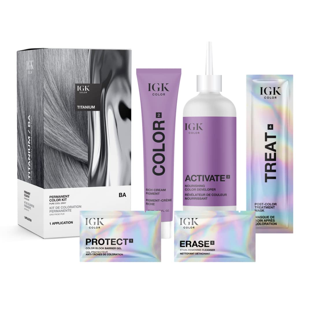 Foto 3 pulgar | Kit De Coloración De Cabello Igk Permanent Titanium Pure Cool Grey Ba - Venta Internacional.