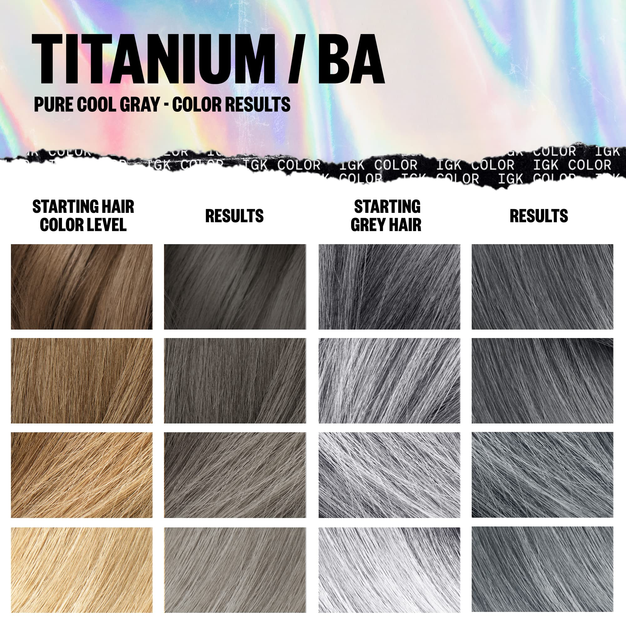 Foto 5 pulgar | Kit De Coloración De Cabello Igk Permanent Titanium Pure Cool Grey Ba - Venta Internacional.