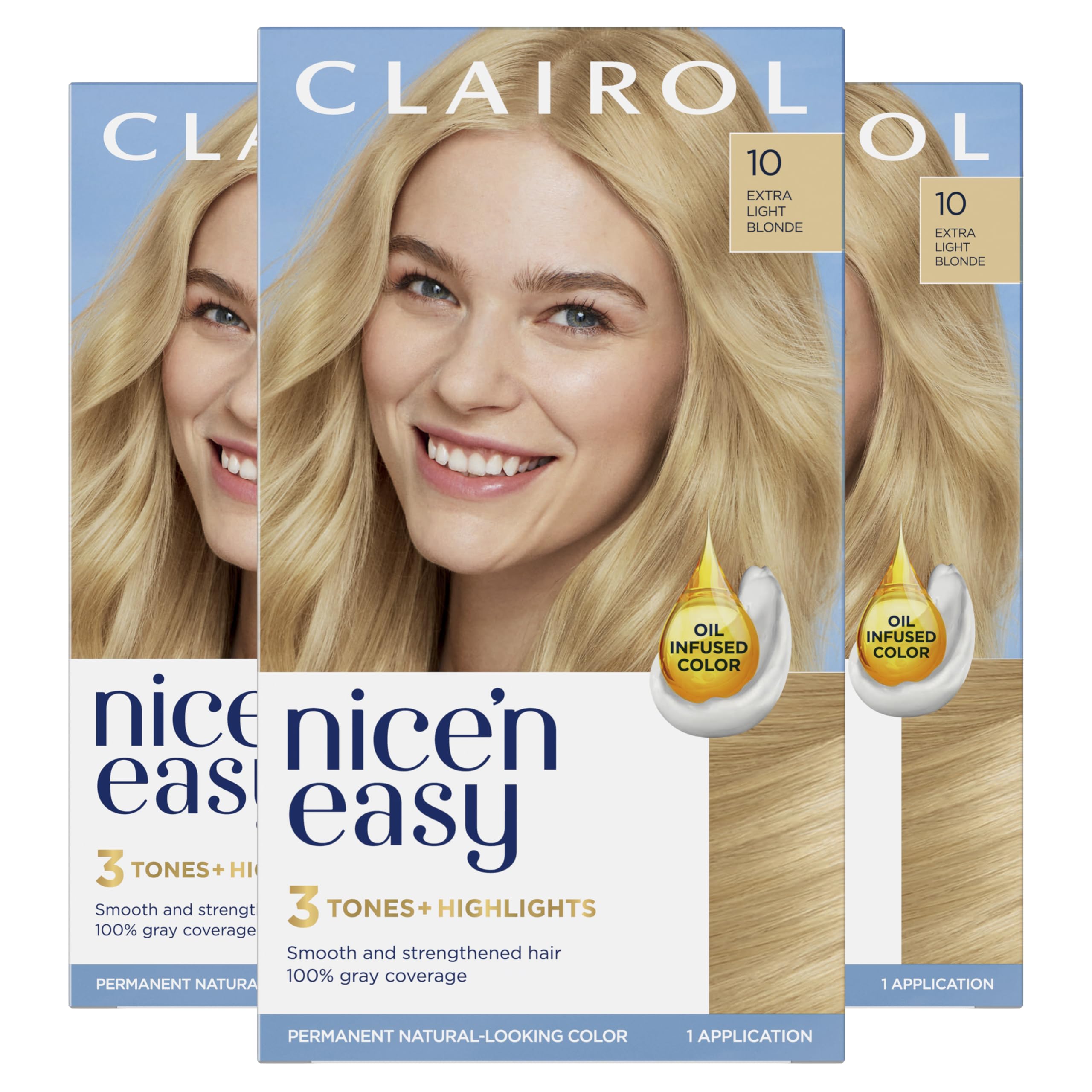 Foto 2 pulgar | Tinte Para El Cabello Clairol Nice'n Easy, 10 Unidades, Rubio Extra Claro, Paquete De 3 - Venta Internacional.