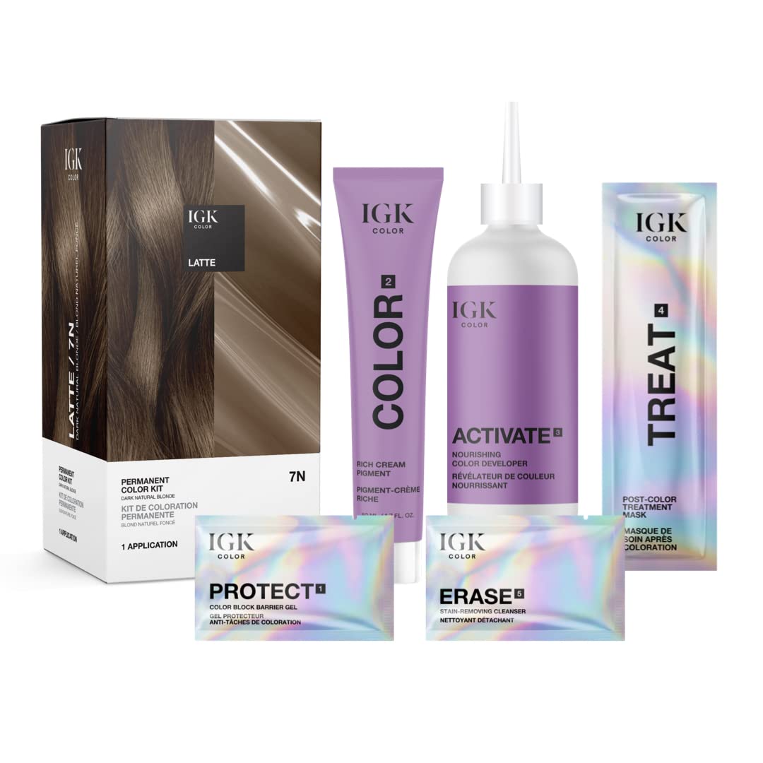 Foto 3 pulgar | Kit De Coloración De Cabello Igk Latte Dark Natural Blonde 7n 140ml - Venta Internacional.