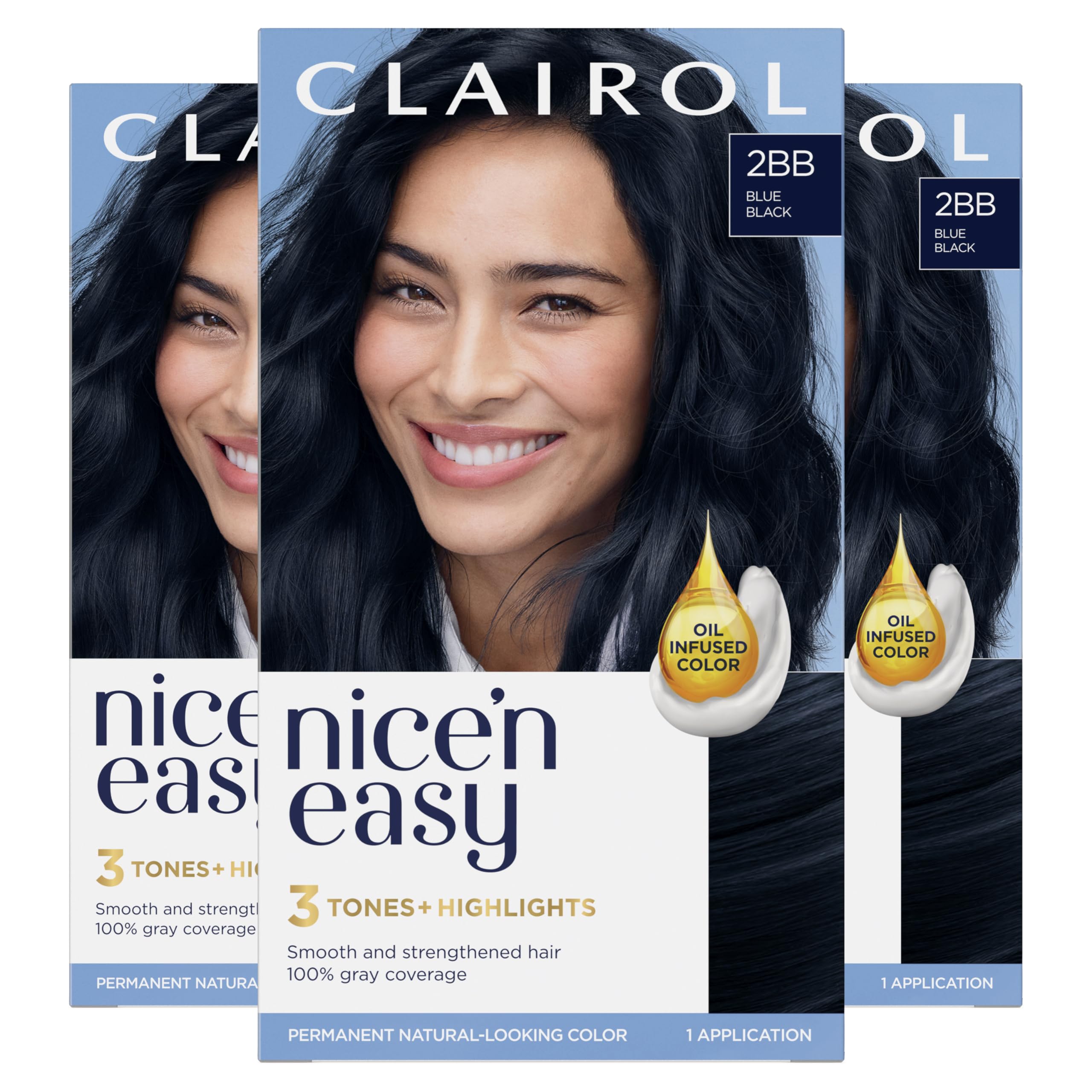 Foto 2 pulgar | Tinte Para El Cabello Clairol Nice'n Easy Permanent 2bb Blue Black X3 - Venta Internacional.