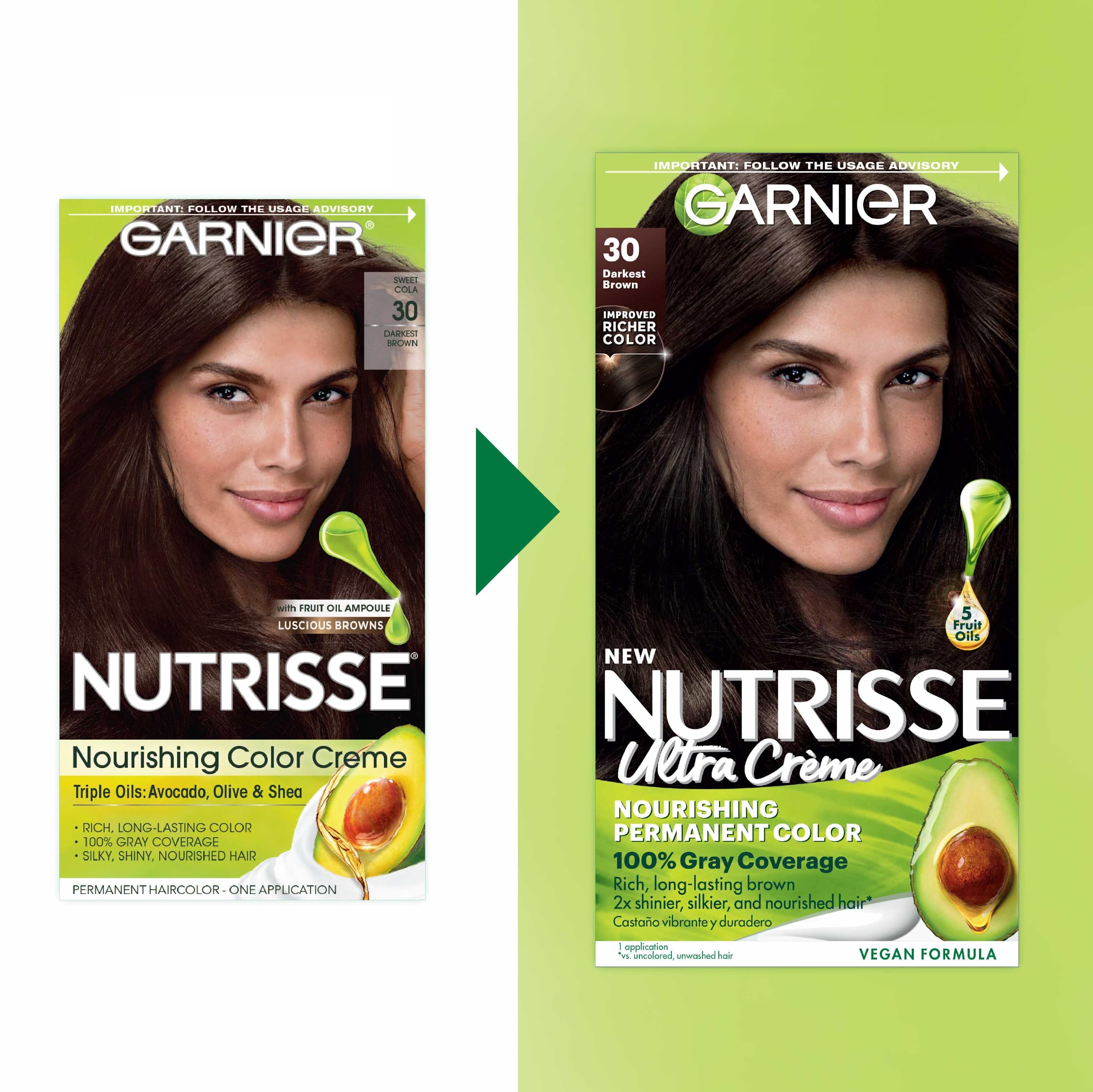 Foto 3 pulgar | Tinte Para El Cabello Garnier Nutrisse Nourishing Creme 30 Darkest Brown - Venta Internacional.